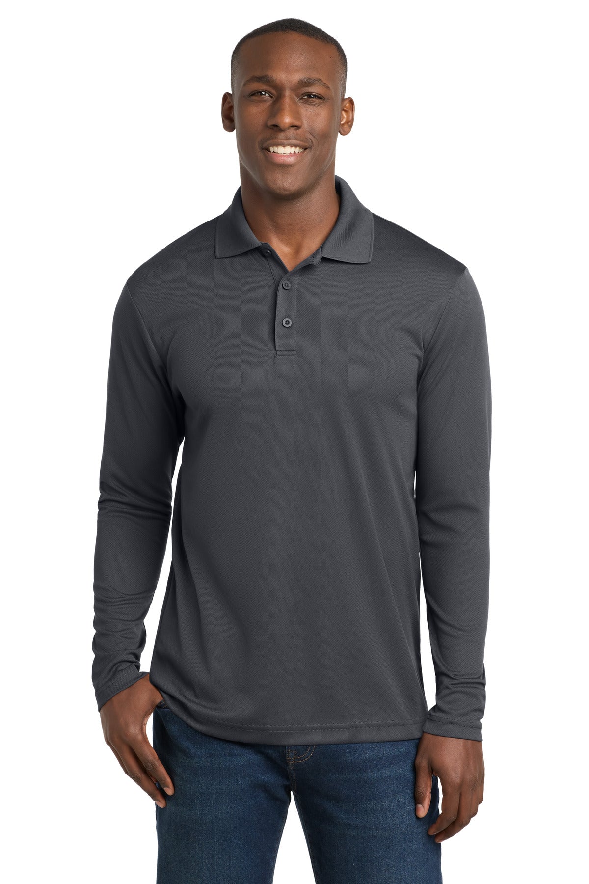 Custom Embroidery or DTF Print - Sport-Tek  ®  PosiCharge  ®  RacerMesh  ®  Long Sleeve Polo. ST640LS
