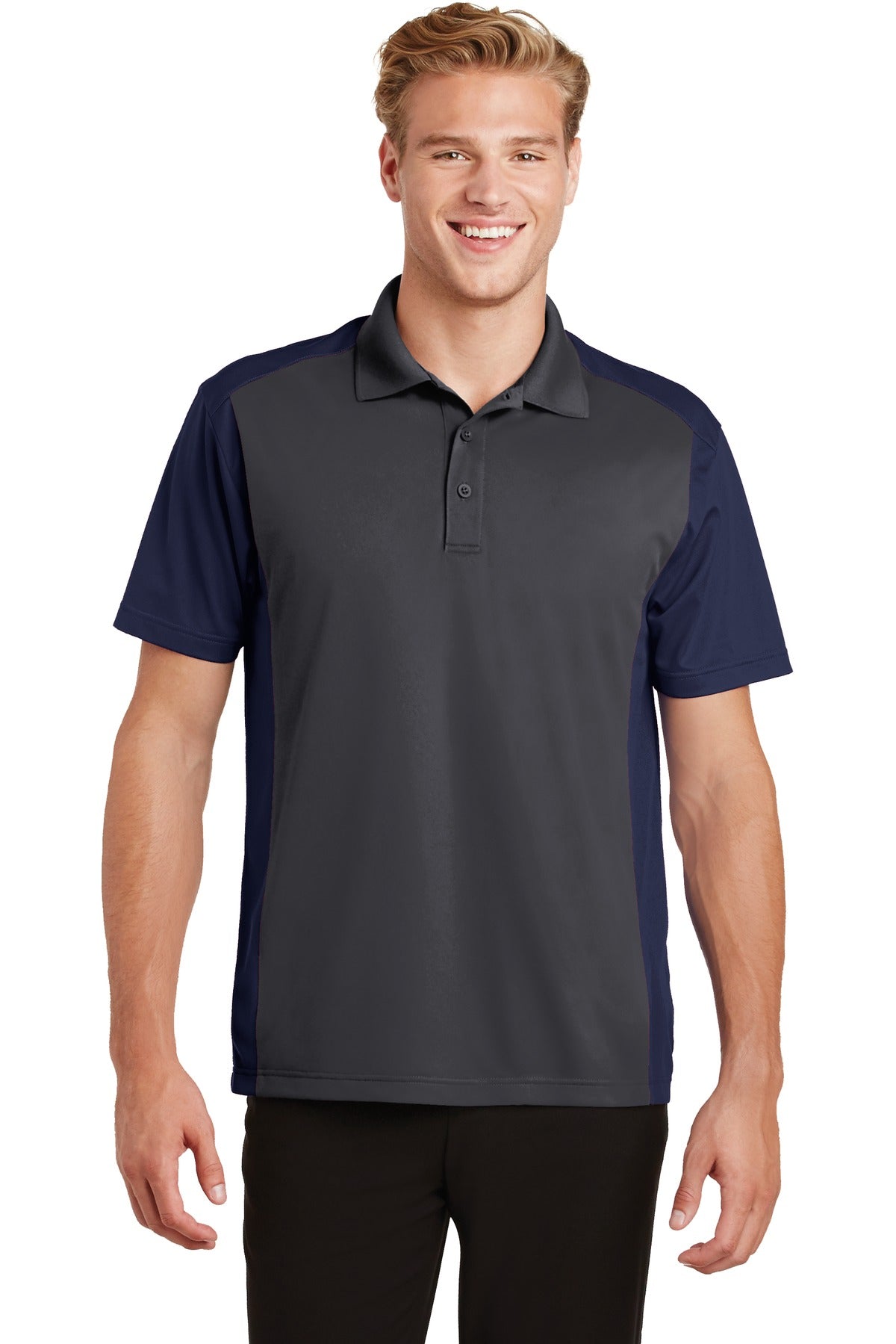 Custom Embroidered - Sport-Tek® Colorblock Micropique Sport-Wick® Polo. ST652