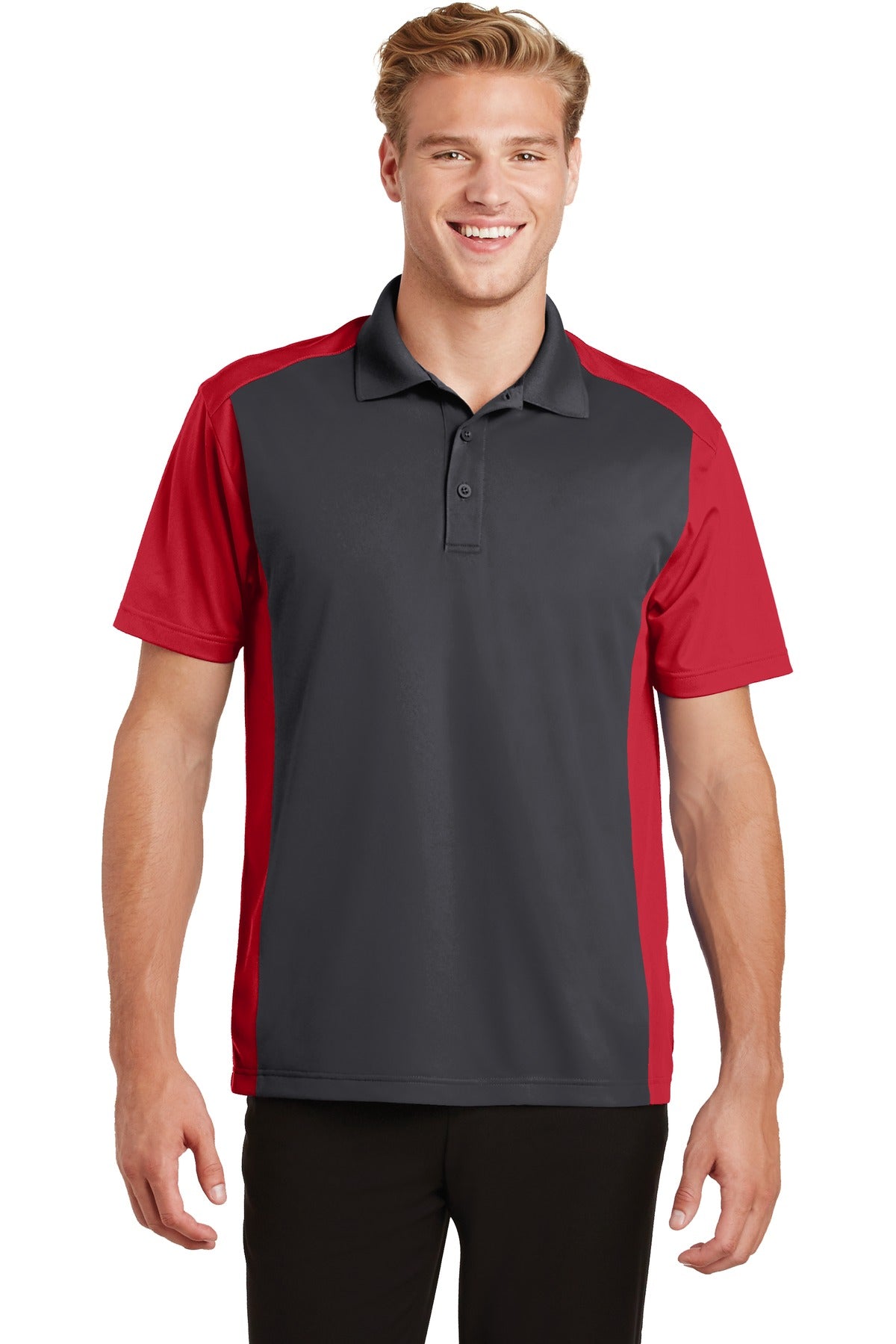 Custom Embroidered - Sport-Tek® Colorblock Micropique Sport-Wick® Polo. ST652