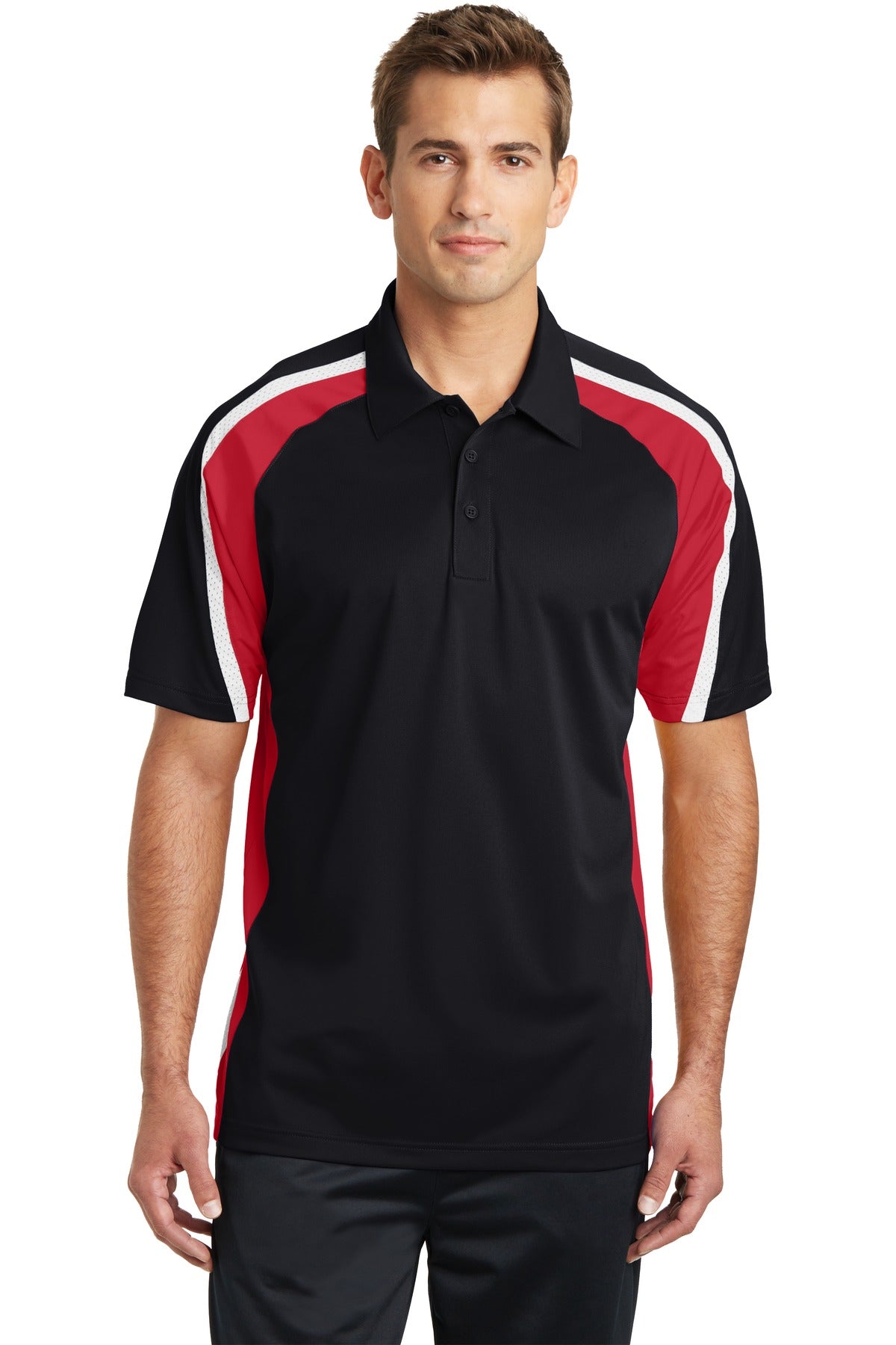 Custom Embroidered - Sport-Tek® Tricolor Micropique Sport-Wick® Polo. ST654