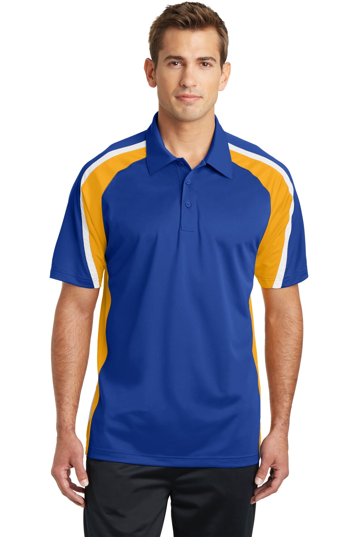 Custom Embroidered - Sport-Tek© Tricolor Micropique Sport-Wick© Polo. ST654