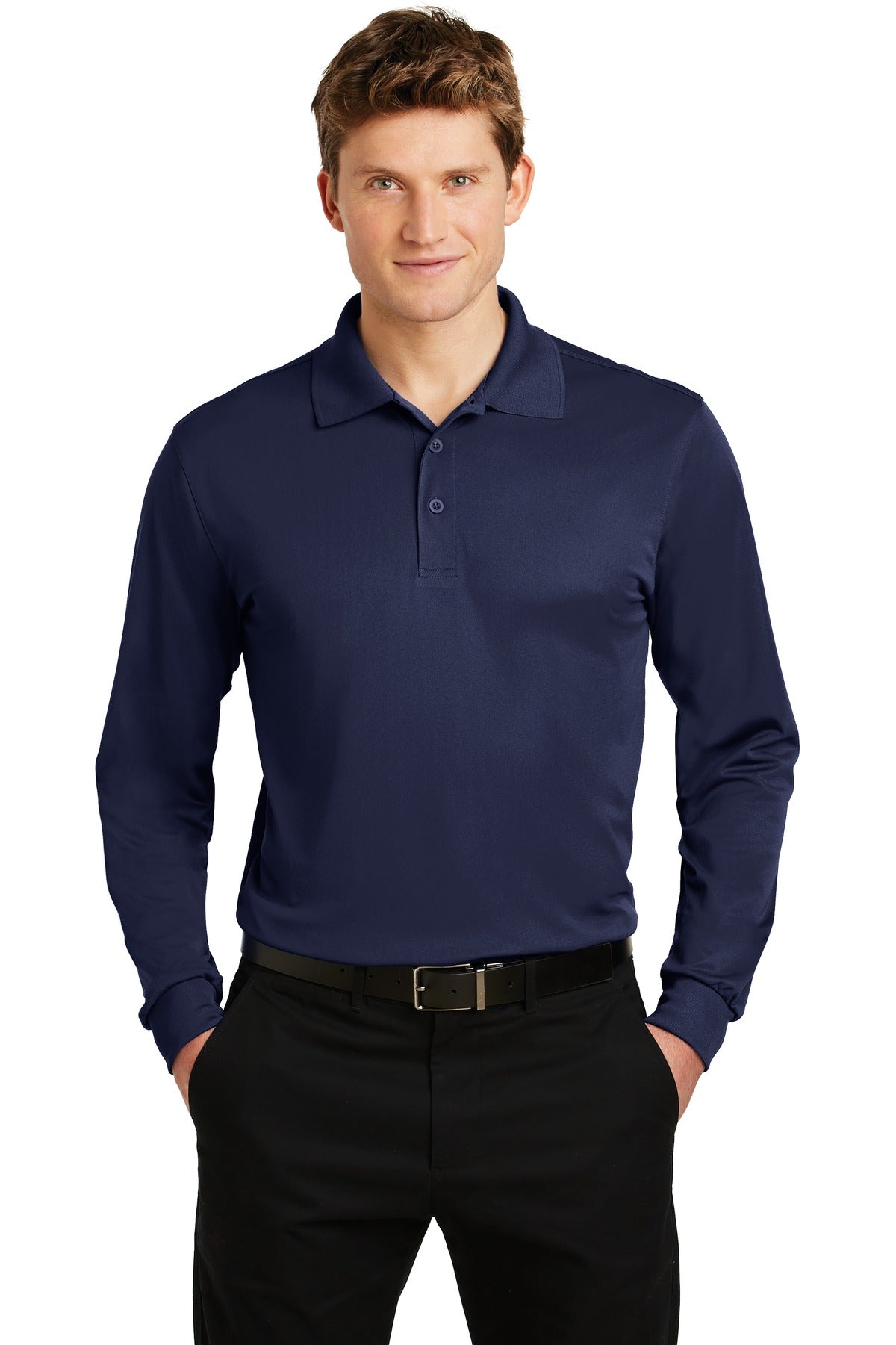 Custom Embroidered - Sport-Tek® Long Sleeve Micropique Sport-Wick® Polo. ST657