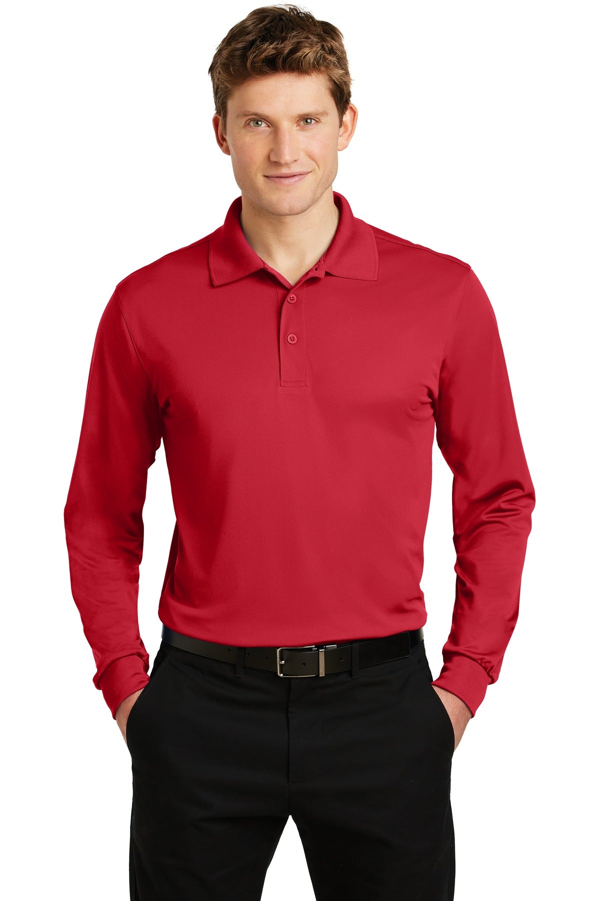 Custom Embroidered - Sport-Tek® Long Sleeve Micropique Sport-Wick® Polo. ST657