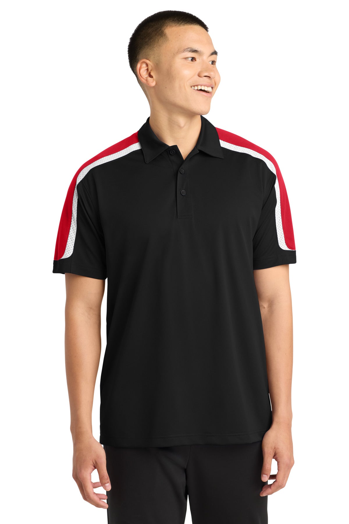 Custom Embroidery or DTF Print - Sport-Tek ®  Tricolor Shoulder Micropique Sport-Wick ®  Polo. ST658