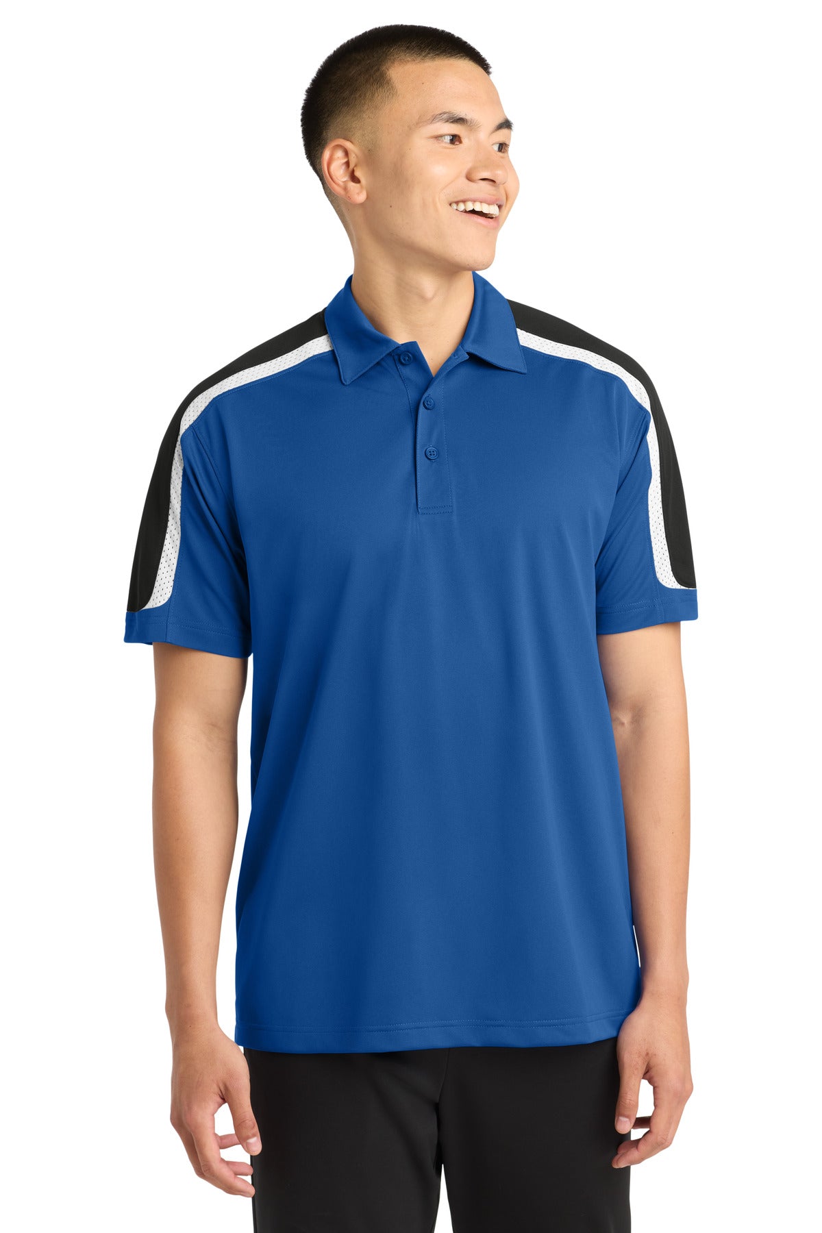 Custom Embroidery or DTF Print - Sport-Tek ®  Tricolor Shoulder Micropique Sport-Wick ®  Polo. ST658
