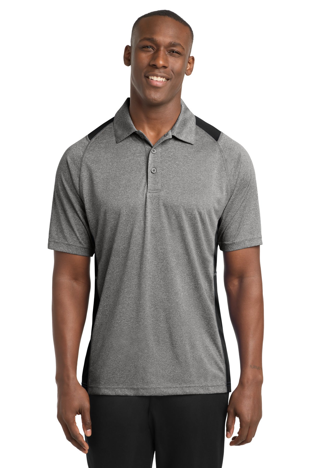 Custom Embroidery or DTF Print - Sport-Tek ®  Heather Colorblock Contender ™  Polo. ST665