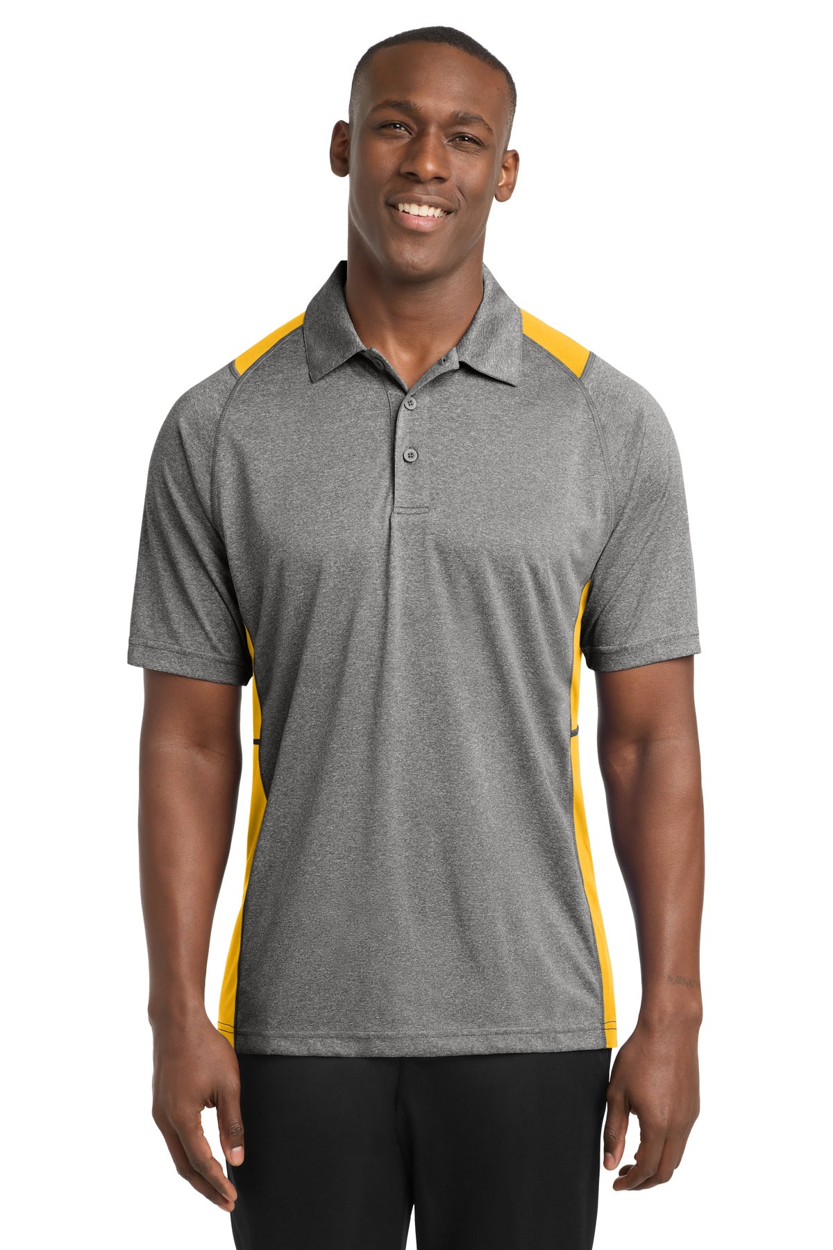 Custom Embroidery or DTF Print - Sport-Tek ®  Heather Colorblock Contender ™  Polo. ST665