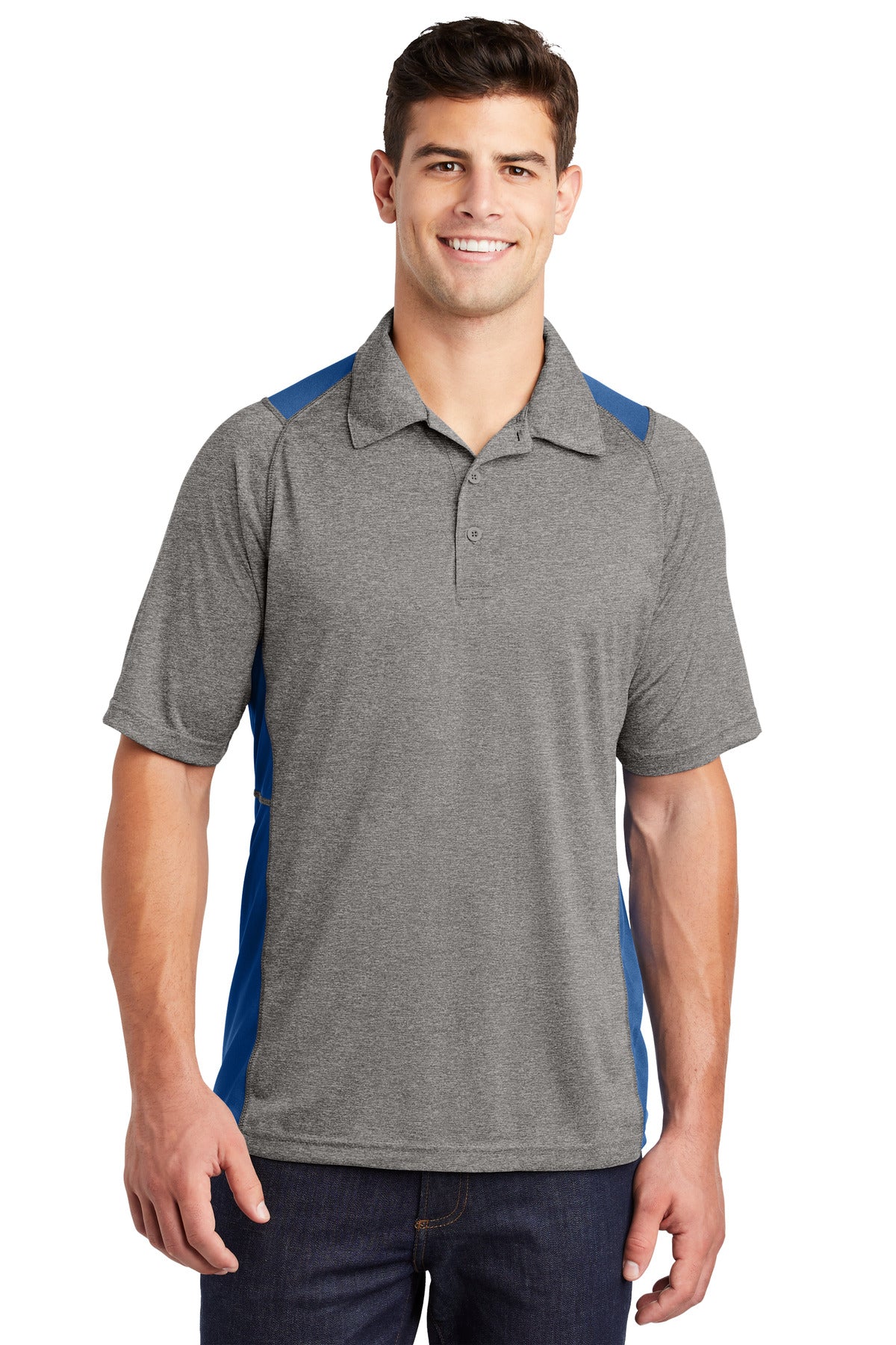 Custom Embroidered - Sport-Tek© Heather Colorblock Contender© Polo. ST665