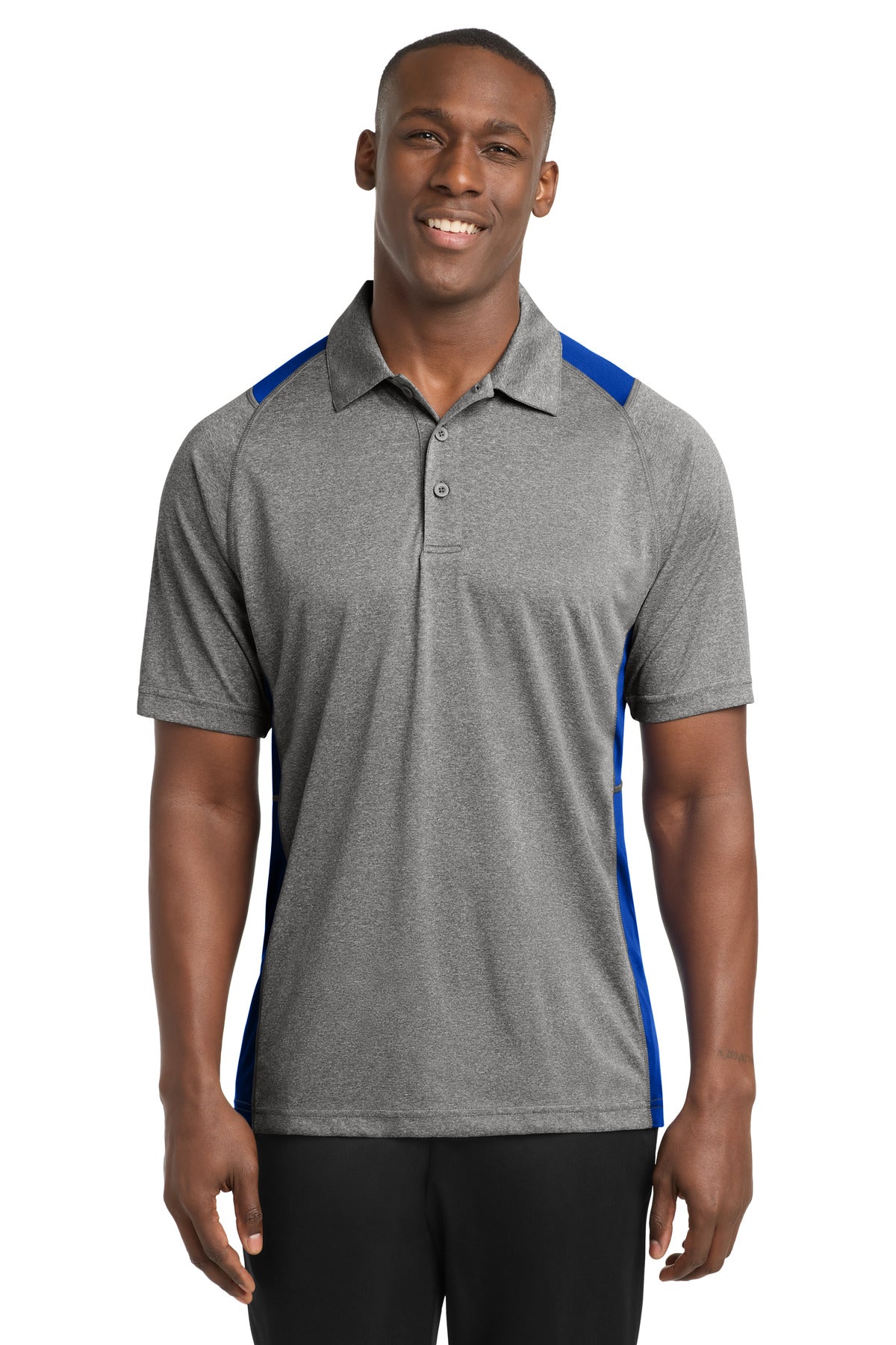 Custom Embroidery or DTF Print - Sport-Tek ®  Heather Colorblock Contender ™  Polo. ST665