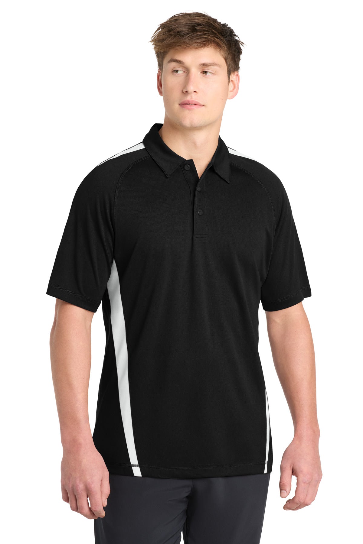 Custom Embroidery or DTF Print - Sport-Tek ®  PosiCharge ®  Micro-Mesh Colorblock Polo. ST685