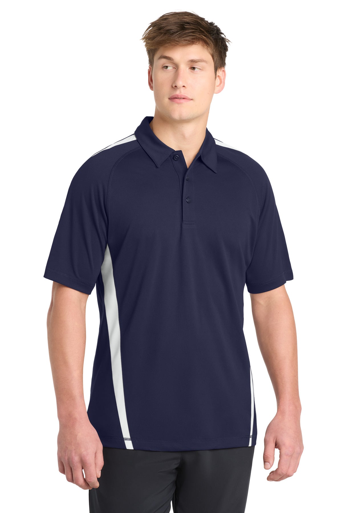 Custom Embroidery or DTF Print - Sport-Tek ®  PosiCharge ®  Micro-Mesh Colorblock Polo. ST685