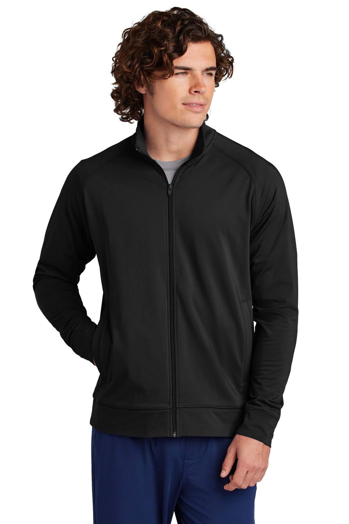 Custom Embroidery or DTF Print - Sport-Tek ®  Sport-Wick ®  Stretch Full-Zip Cadet Jacket ST857
