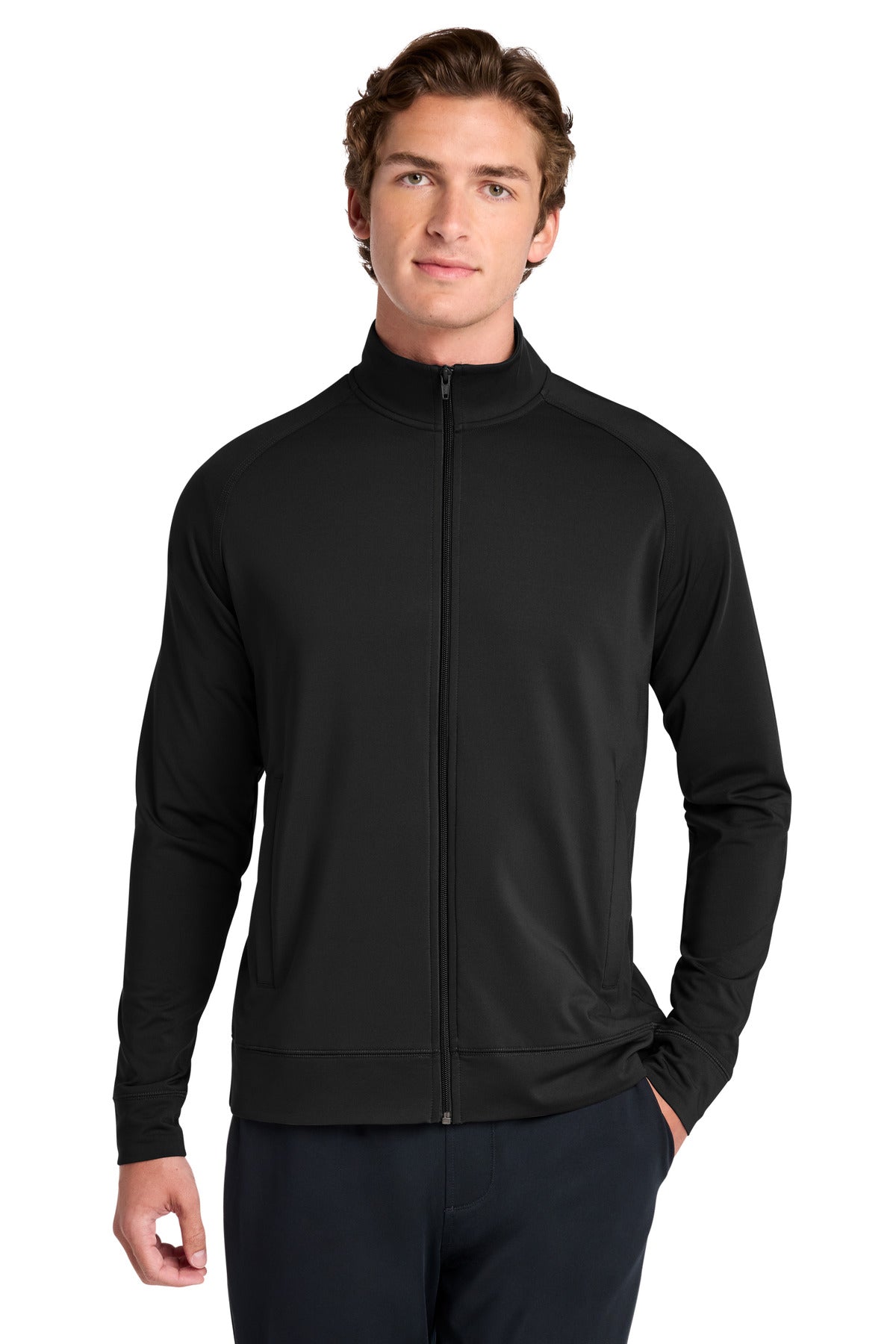 Custom Embroidery or DTF Print - Sport-Tek ®  Sport-Wick ®  Stretch Full-Zip Cadet Jacket ST857