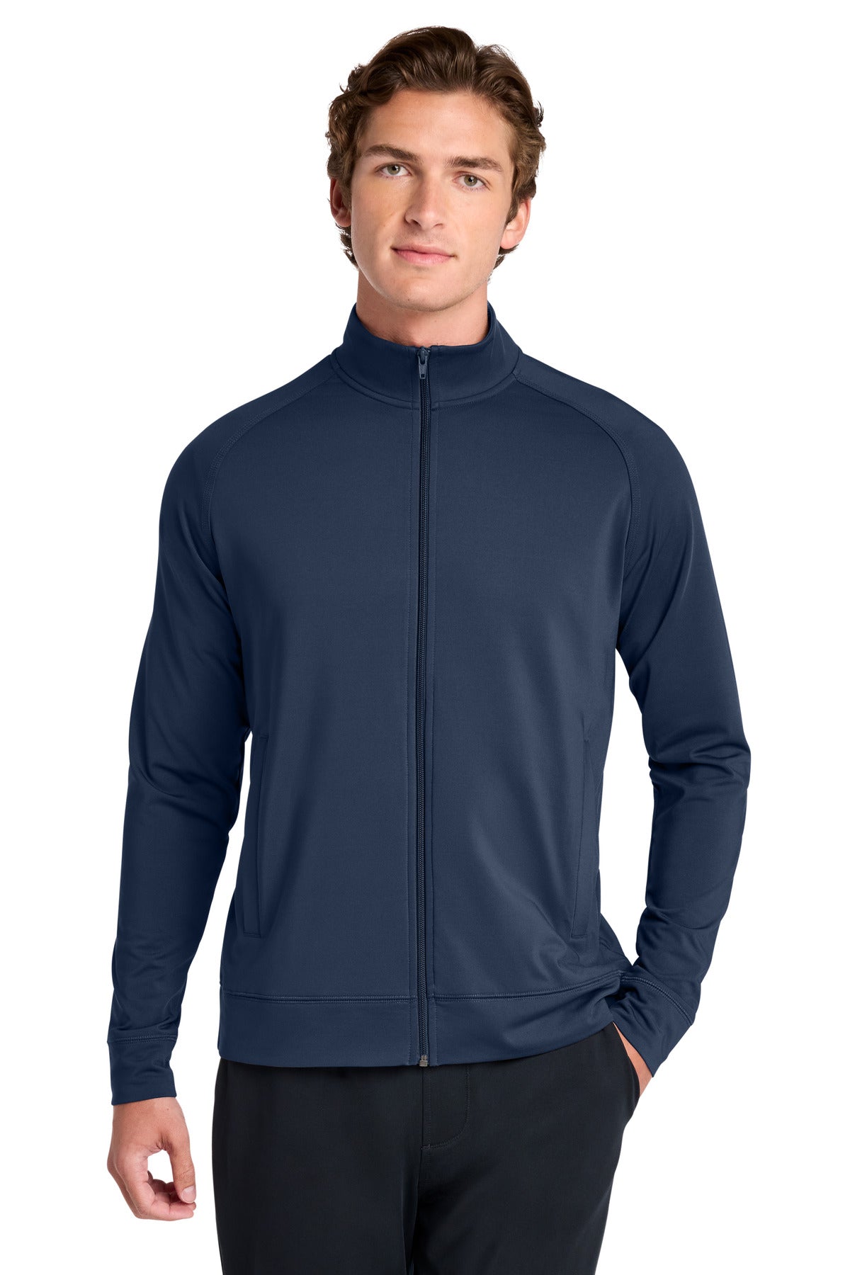 Custom Embroidery or DTF Print - Sport-Tek ®  Sport-Wick ®  Stretch Full-Zip Cadet Jacket ST857
