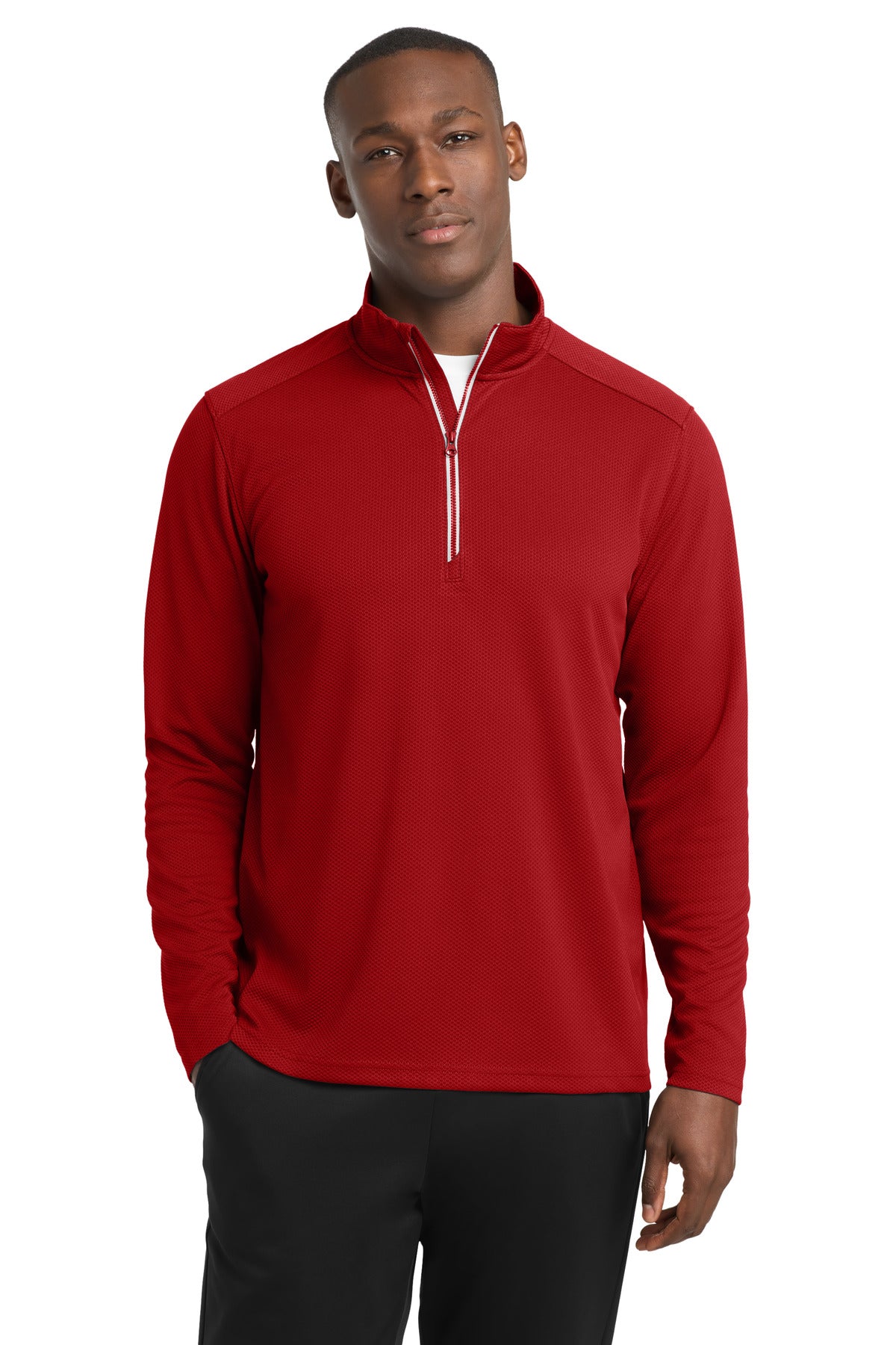 Custom Embroidery or DTF Print - Sport-Tek ®  Sport-Wick ®  Textured 1/4-Zip Pullover.  ST860