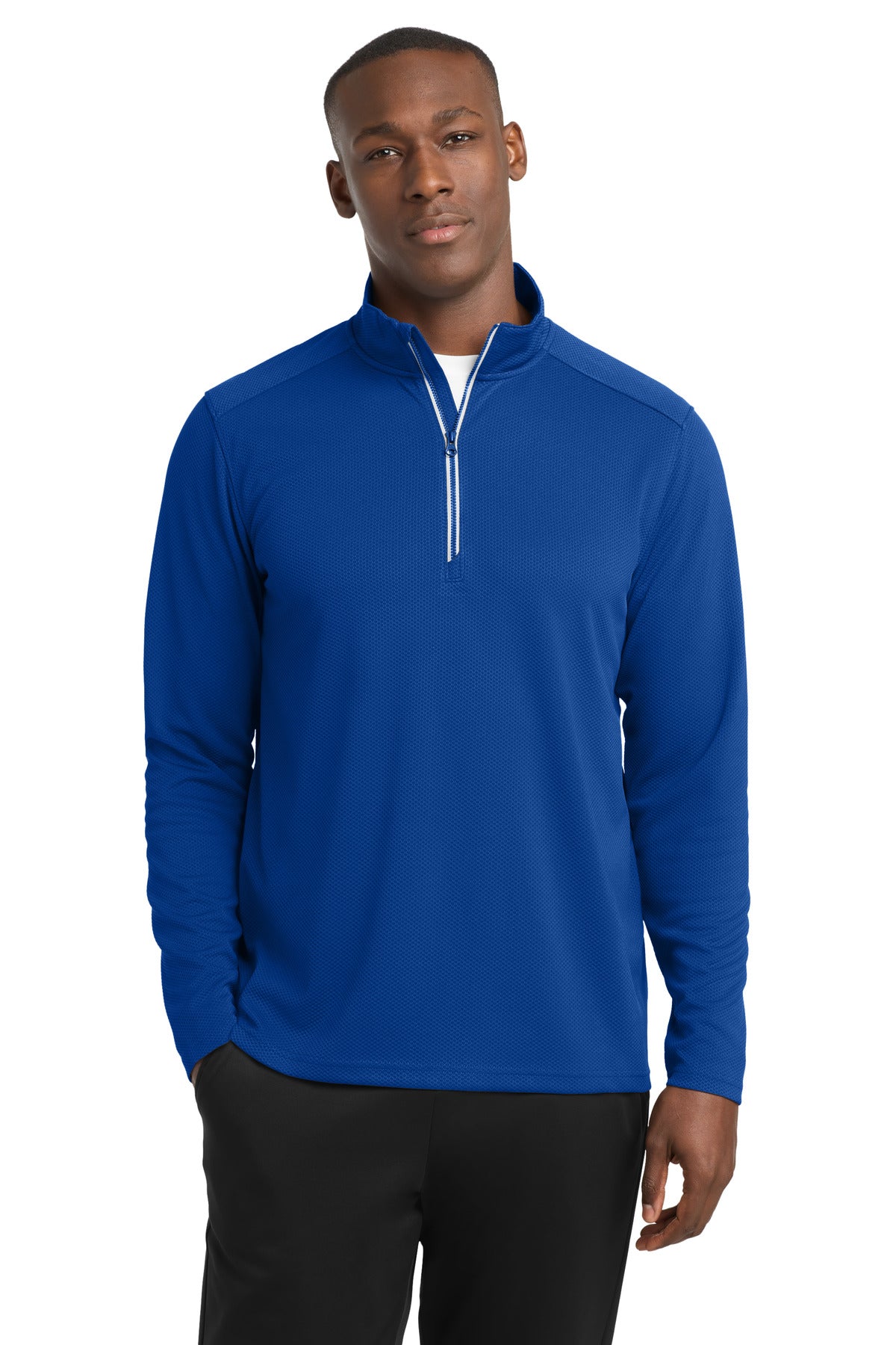 Custom Embroidery or DTF Print - Sport-Tek ®  Sport-Wick ®  Textured 1/4-Zip Pullover.  ST860