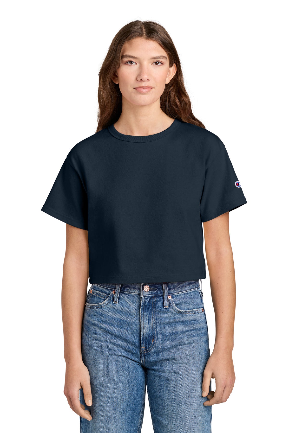 Custom Embroidery or DTF Print - Champion ®  Women's Cropped Heritage Tee T453W