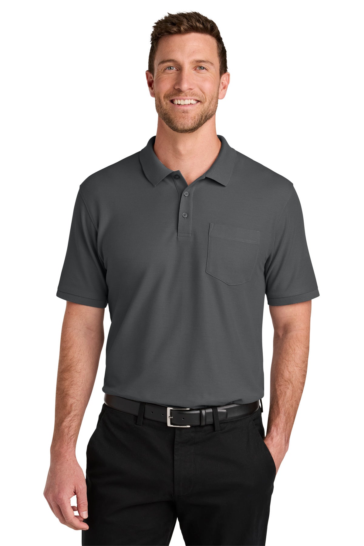 Custom Embroidery or DTF Print - Port Authority ®  Tall Wearever Signature Pique Pocket Polo TLK200P