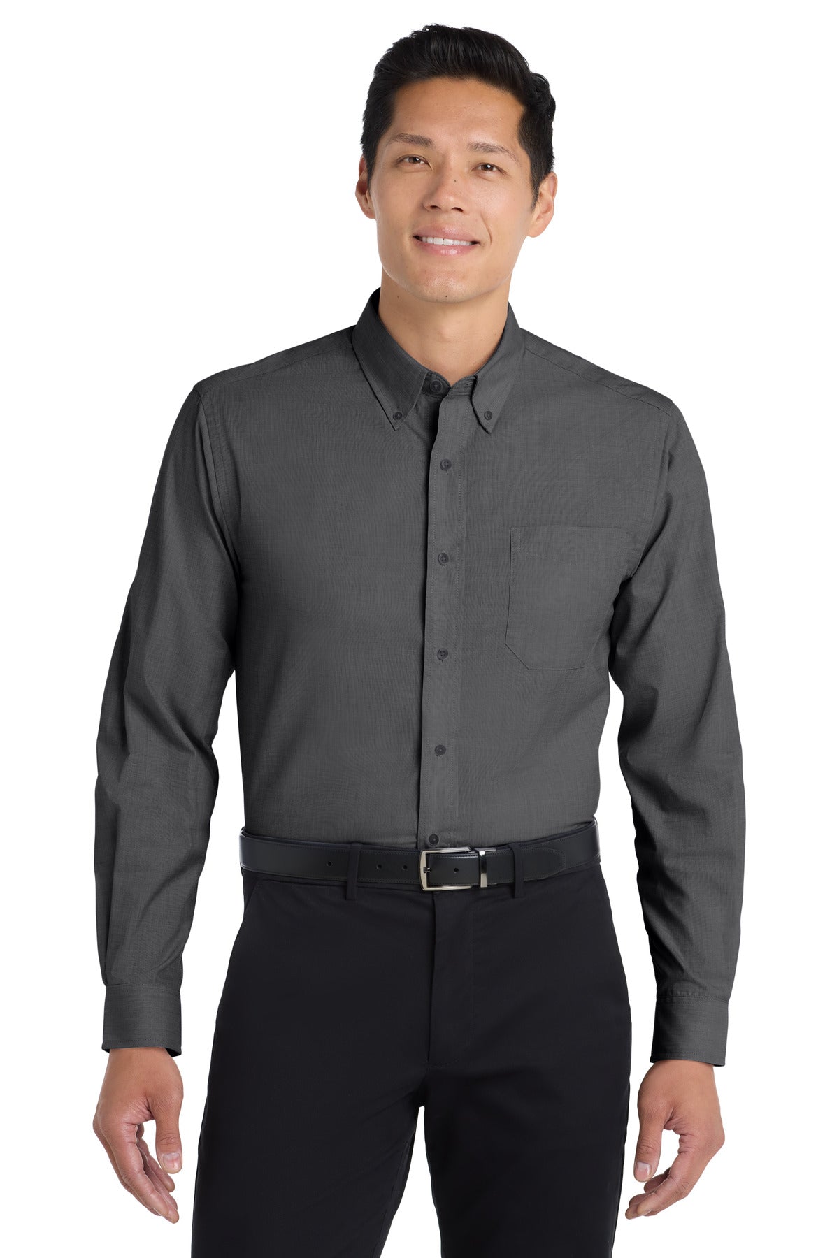 Custom Embroidery or DTF Print - Port Authority ®  Tall Crosshatch Easy Care Shirt. TLS640