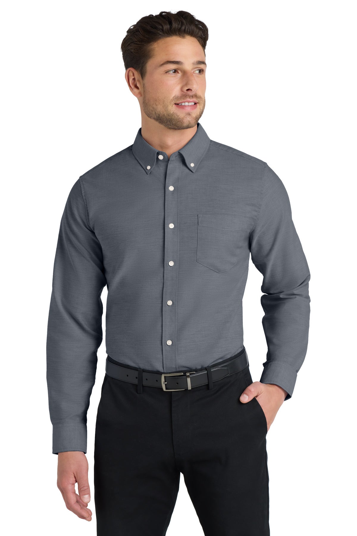 Custom Embroidery or DTF Print - Port Authority ®  Tall SuperPro ™  Oxford Shirt. TS658