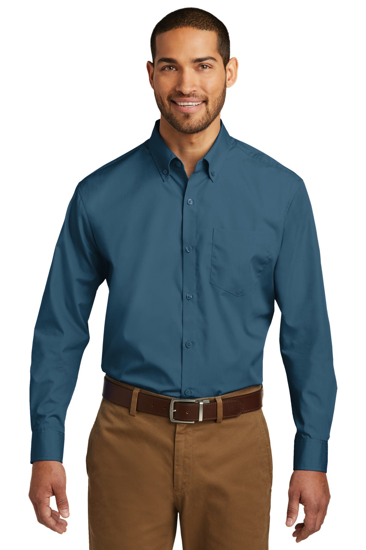 Custom Embroidered - Port Authority® Long Sleeve Carefree Poplin Shirt. W100