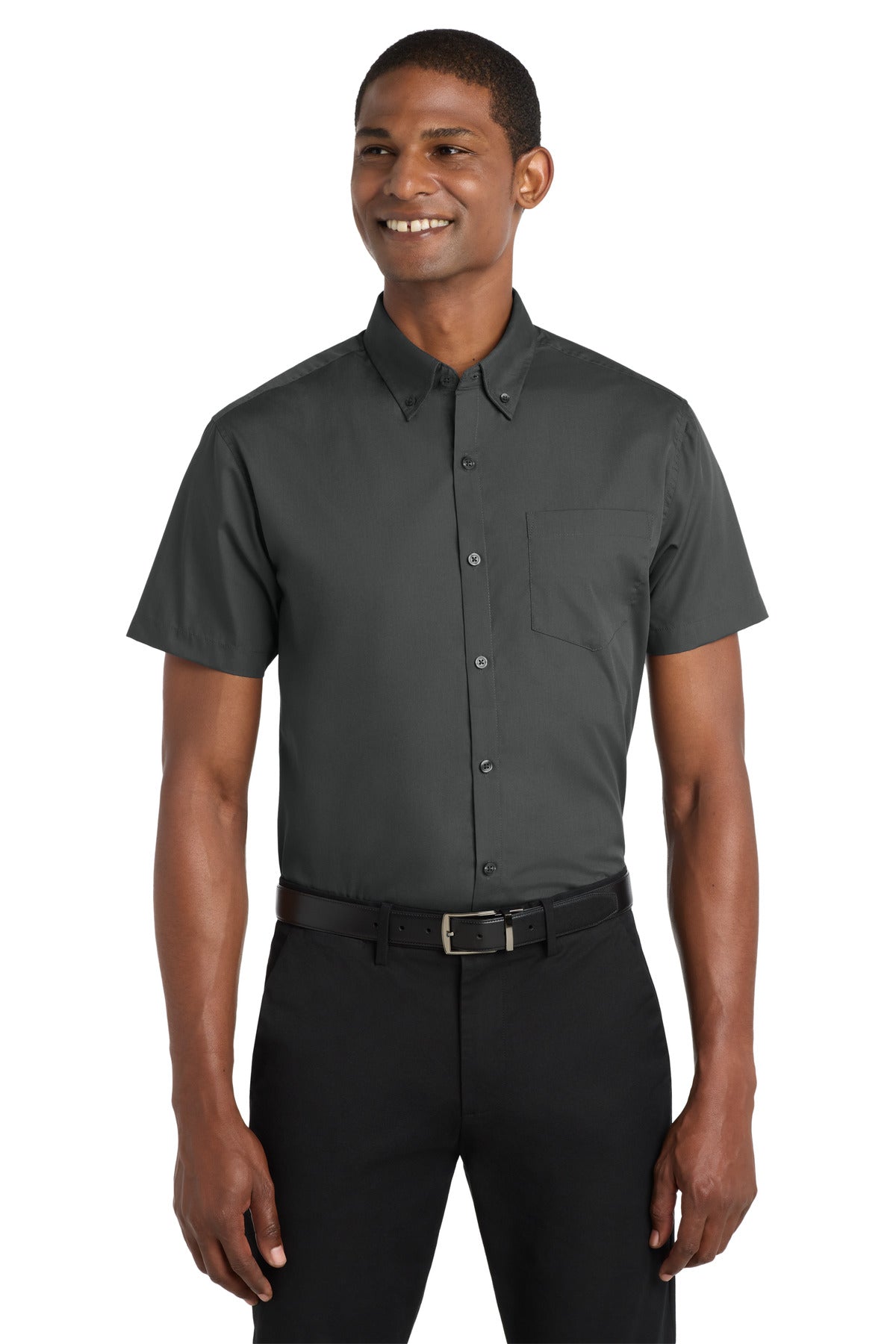 Custom Embroidery or DTF Print - Port Authority ®  Short Sleeve Carefree Poplin Shirt. W101