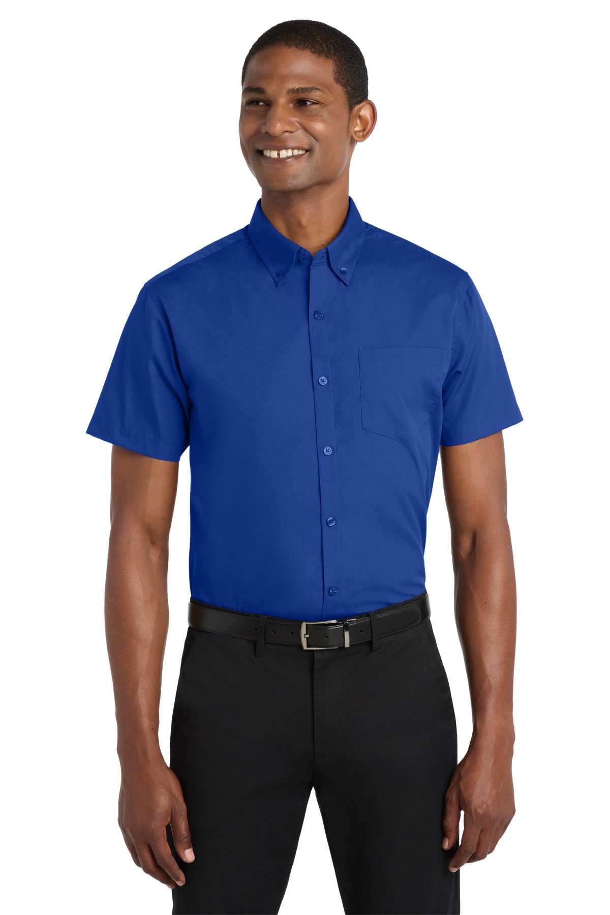 Custom Embroidery or DTF Print - Port Authority ®  Short Sleeve Carefree Poplin Shirt. W101