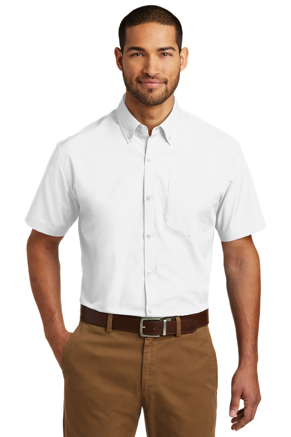Custom Embroidered - Port Authority© Short Sleeve Carefree Poplin Shirt. W101