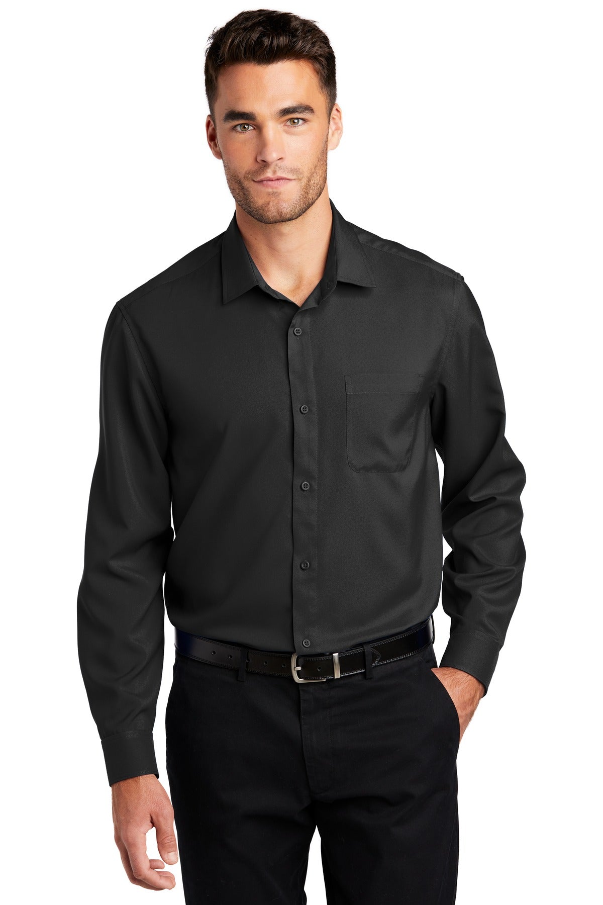 Custom Embroidered - Port Authority © Long Sleeve Performance Staff Shirt W401
