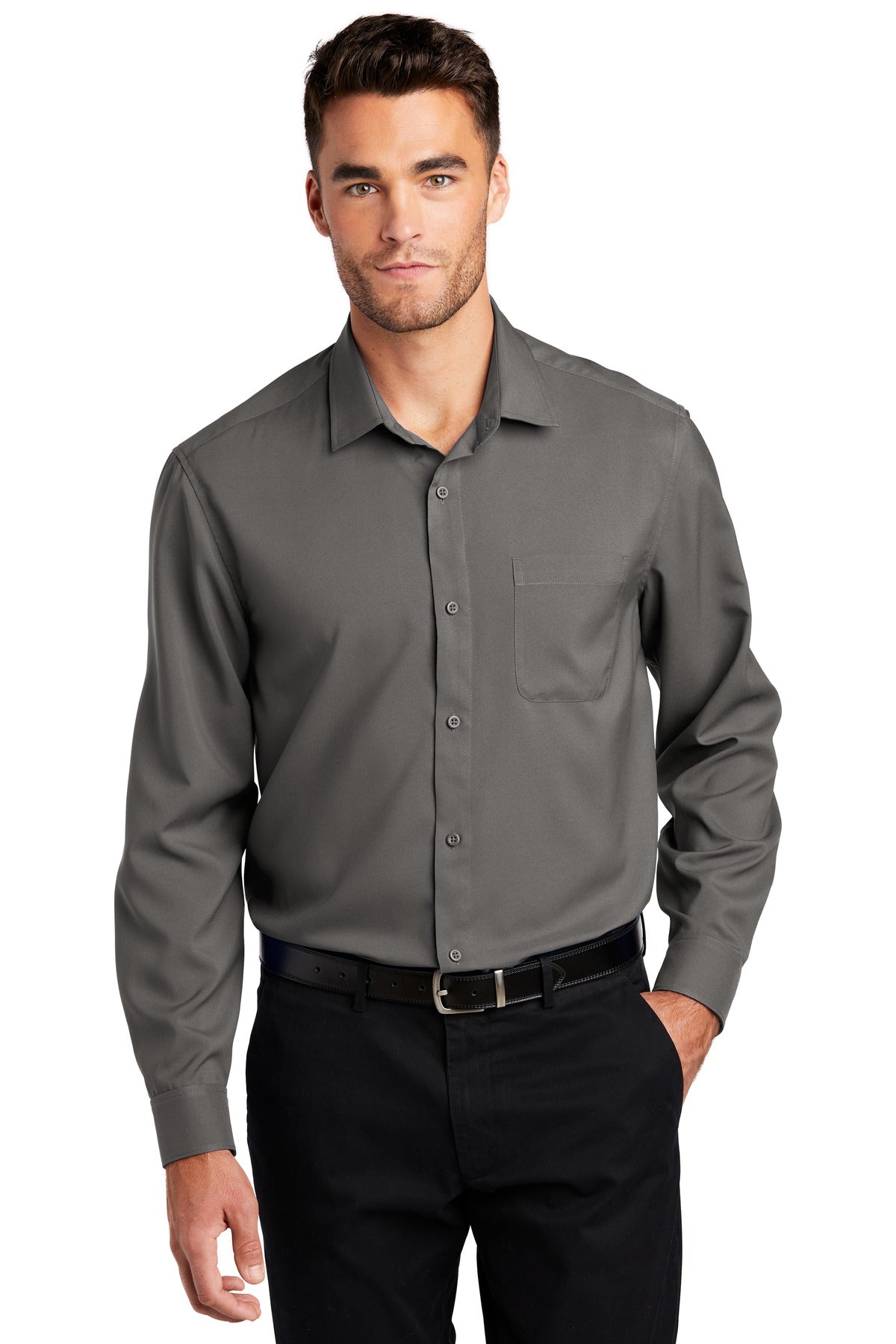 Custom Embroidered - Port Authority © Long Sleeve Performance Staff Shirt W401