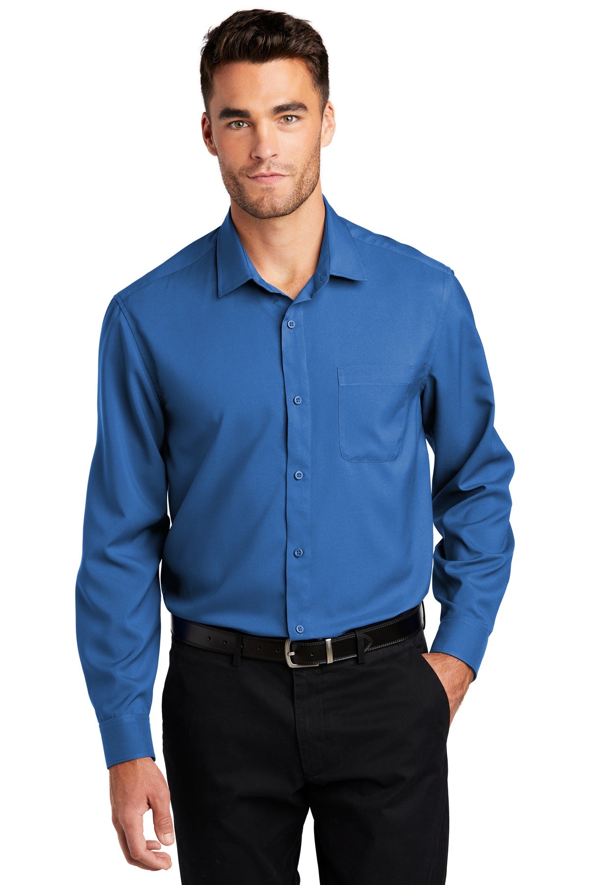 Custom Embroidered - Port Authority © Long Sleeve Performance Staff Shirt W401