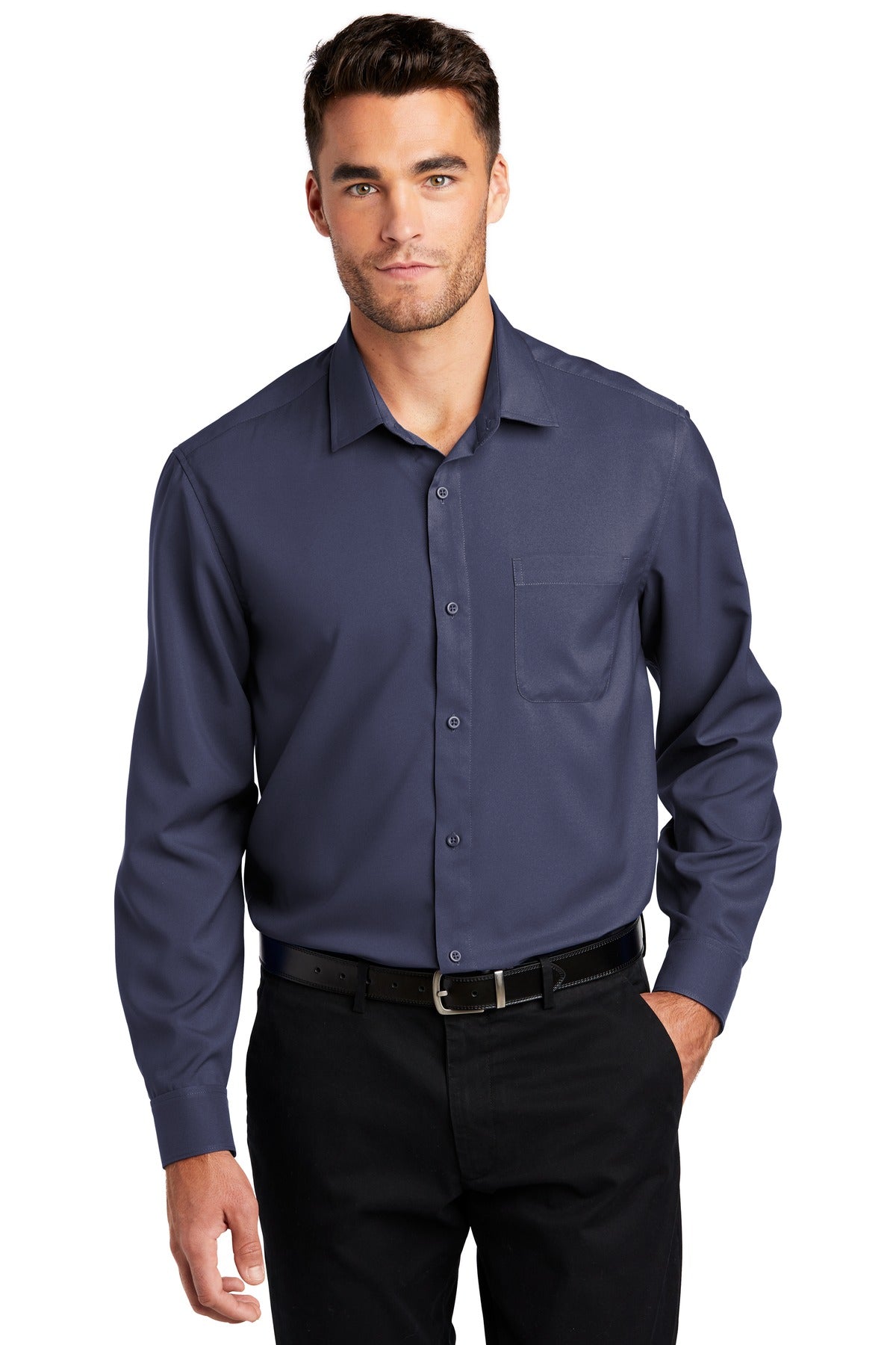 Custom Embroidered - Port Authority © Long Sleeve Performance Staff Shirt W401