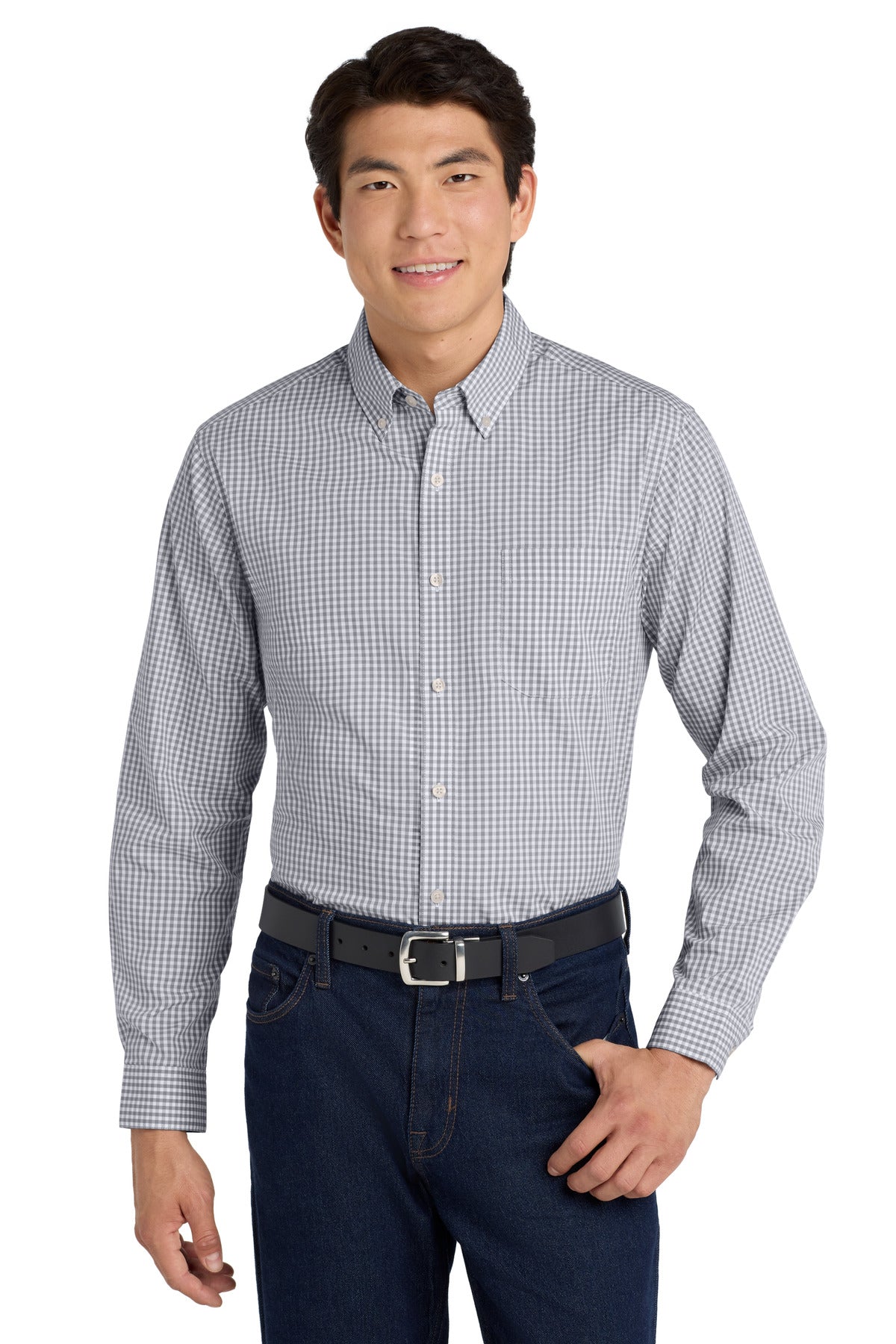 Custom Embroidery or DTF Print - Port Authority  ®  Broadcloth Gingham Easy Care Shirt W644