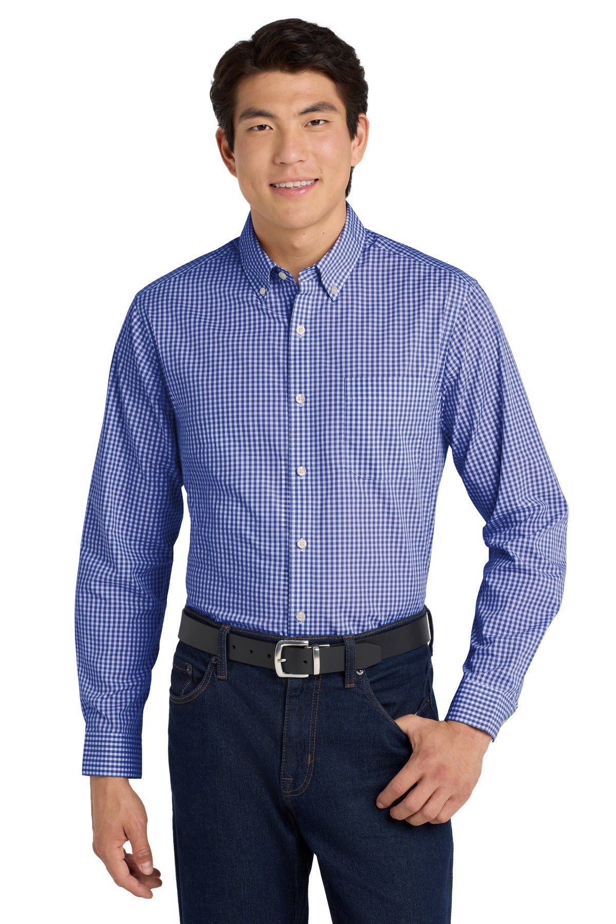 Custom Embroidery or DTF Print - Port Authority  ®  Broadcloth Gingham Easy Care Shirt W644