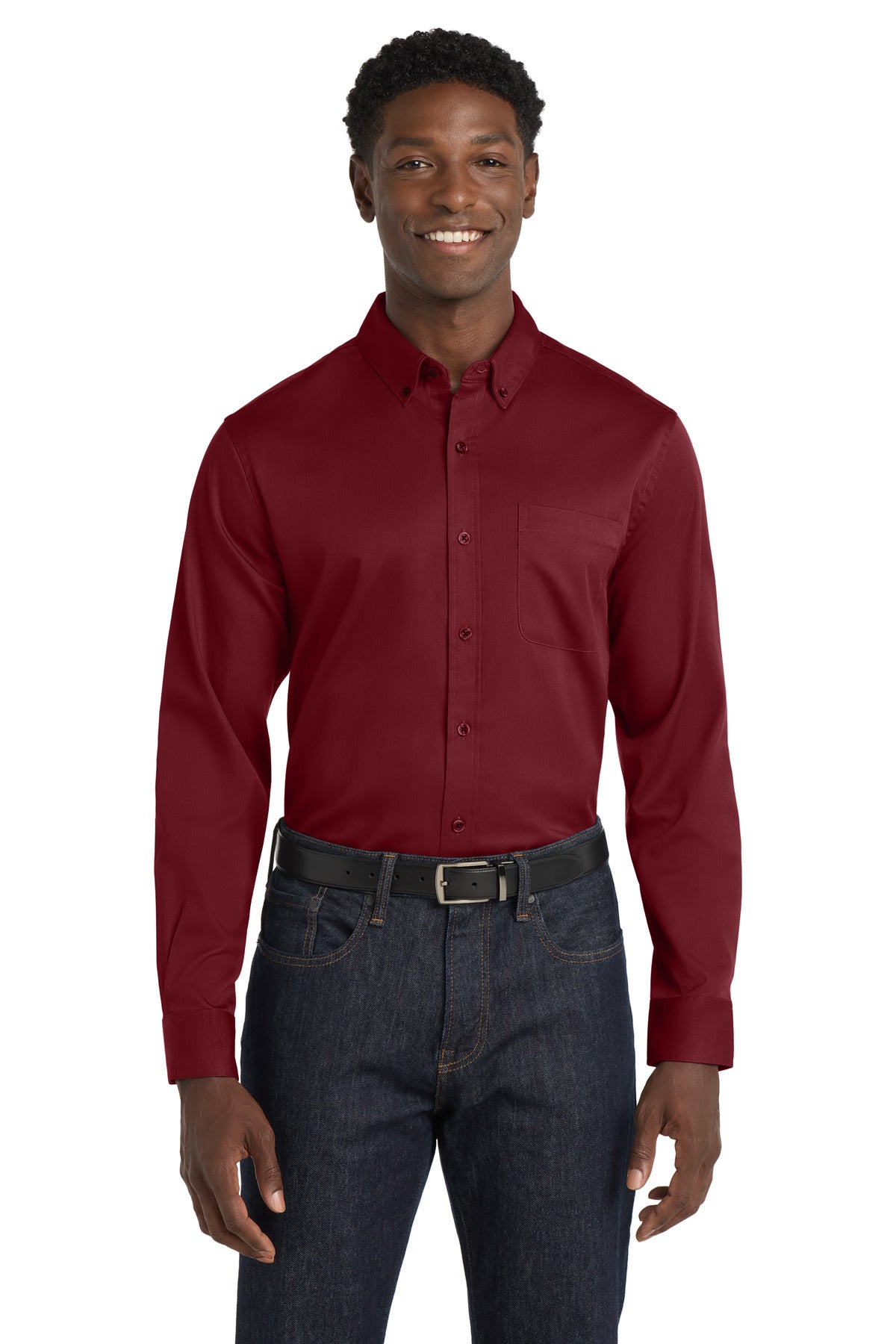Custom Embroidery or DTF Print - Port Authority ®  Long Sleeve SuperPro React ™  Twill Shirt. W808