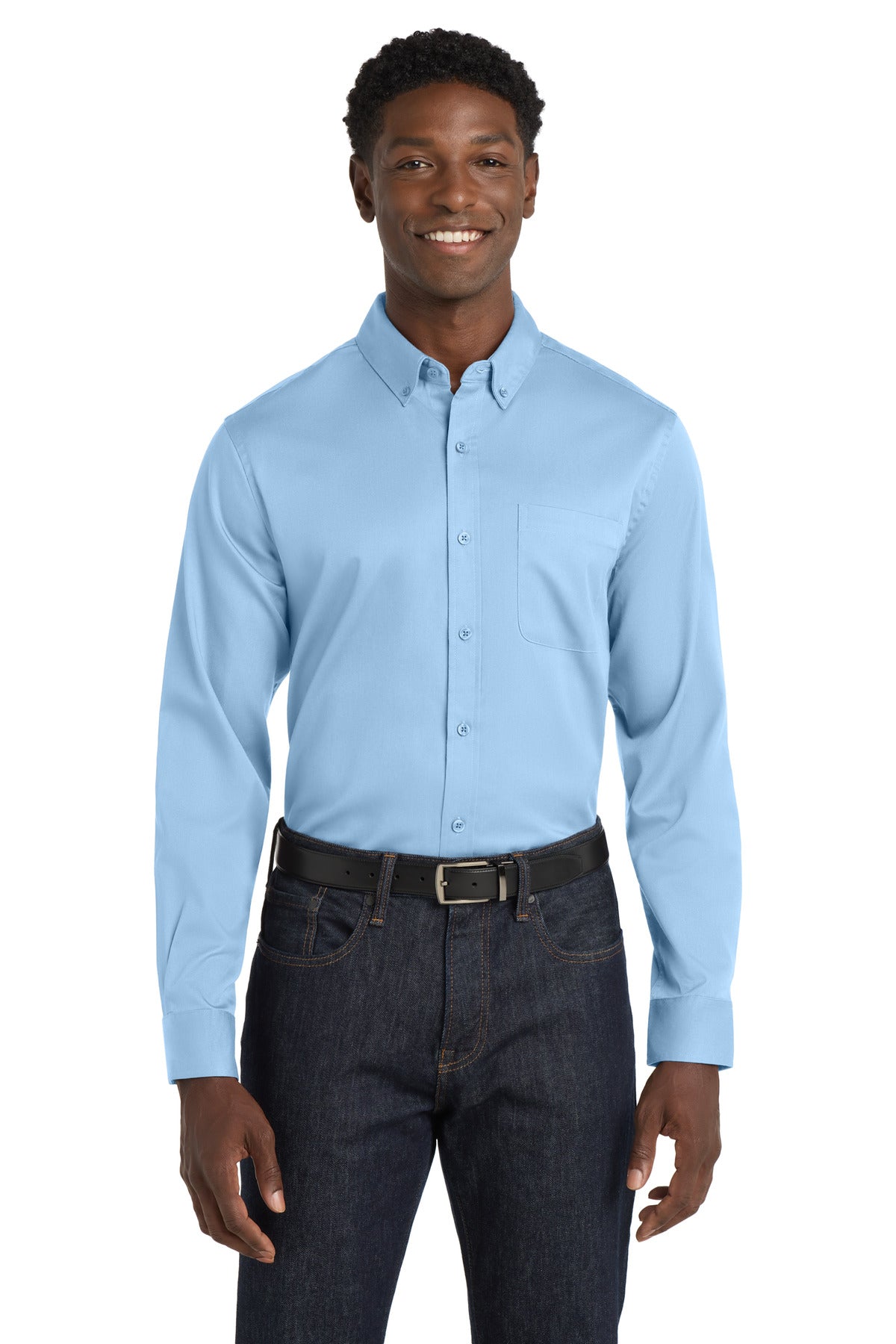 Custom Embroidery or DTF Print - Port Authority ®  Long Sleeve SuperPro React ™  Twill Shirt. W808
