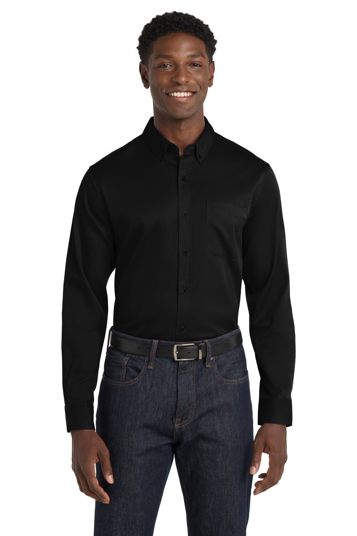 Custom Embroidery or DTF Print - Port Authority ®  Long Sleeve SuperPro React ™  Twill Shirt. W808