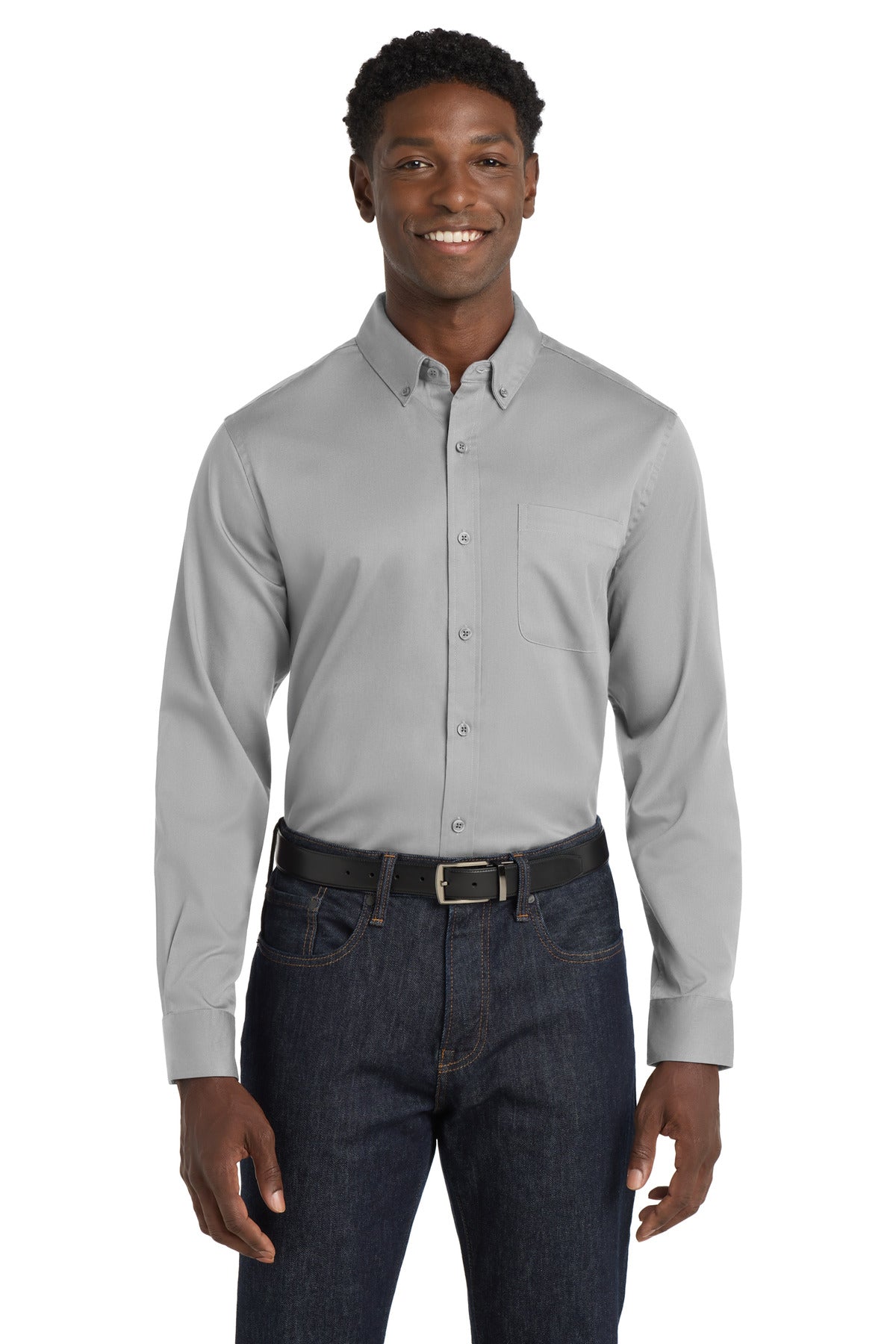 Custom Embroidery or DTF Print - Port Authority ®  Long Sleeve SuperPro React ™  Twill Shirt. W808