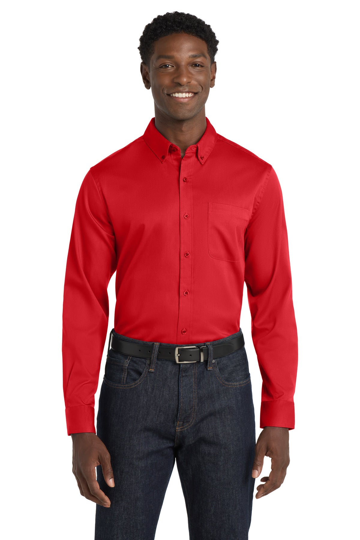 Custom Embroidery or DTF Print - Port Authority ®  Long Sleeve SuperPro React ™  Twill Shirt. W808