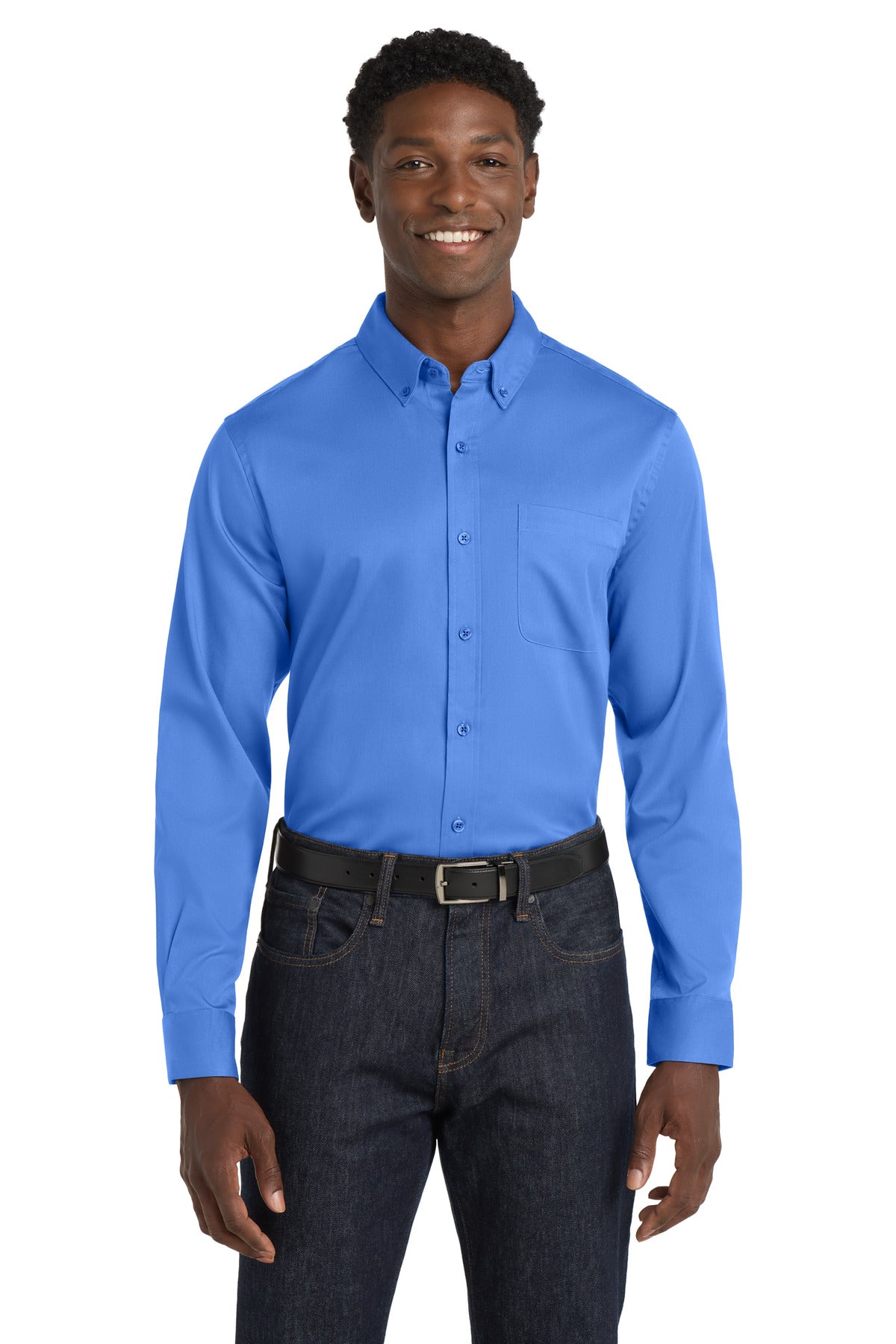 Custom Embroidery or DTF Print - Port Authority ®  Long Sleeve SuperPro React ™  Twill Shirt. W808