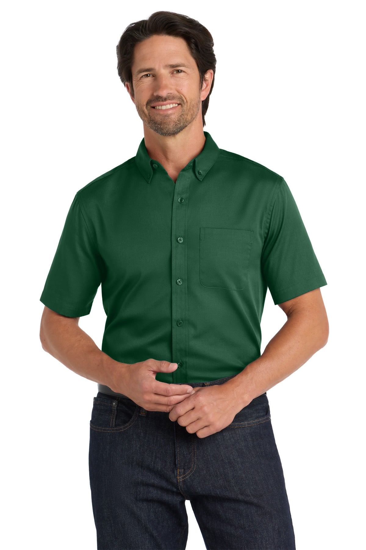 Custom Embroidery or DTF Print - Port Authority ®  Short Sleeve SuperPro React ™  Twill Shirt. W809