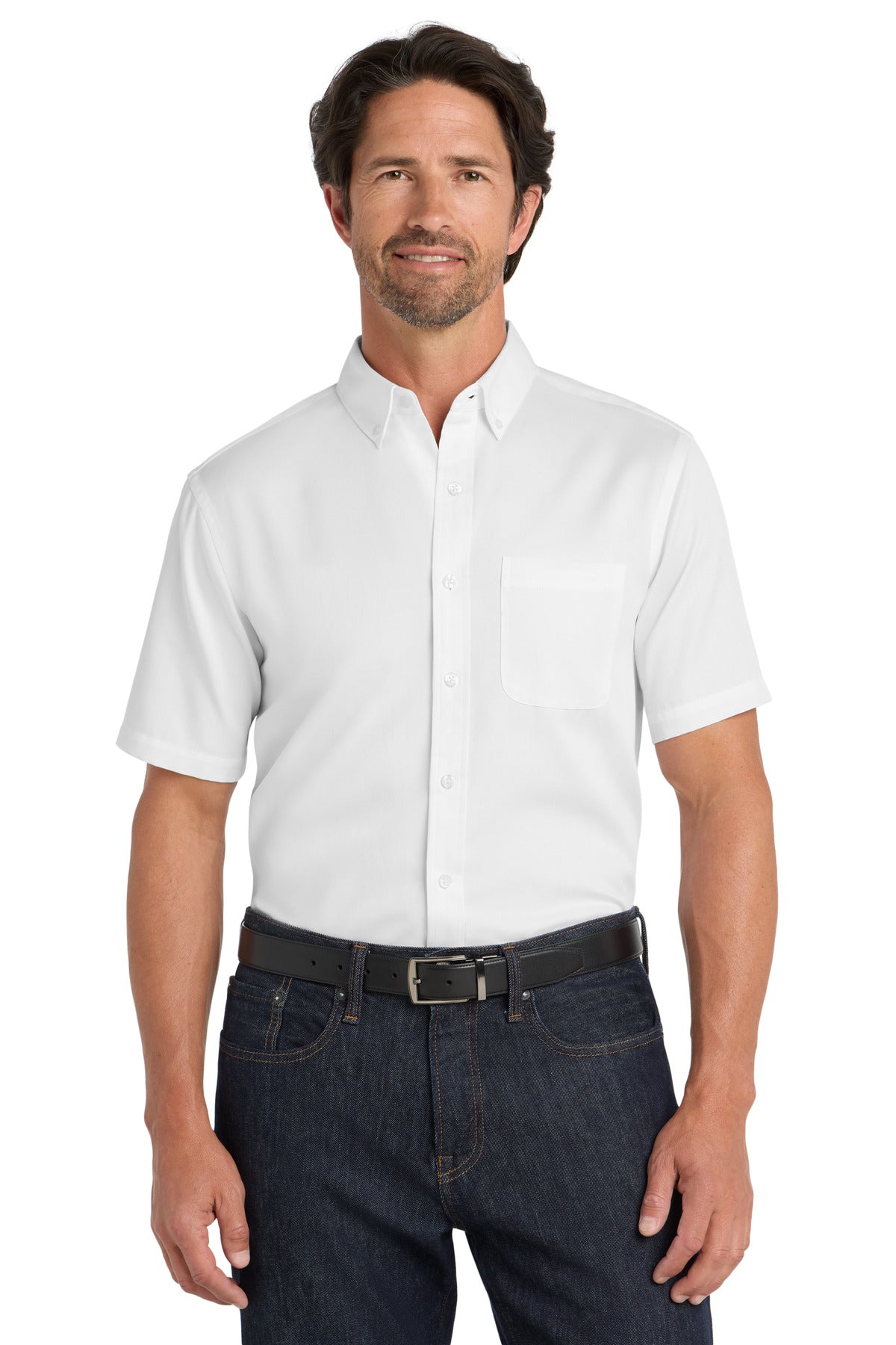 Custom Embroidery or DTF Print - Port Authority ®  Short Sleeve SuperPro React ™  Twill Shirt. W809