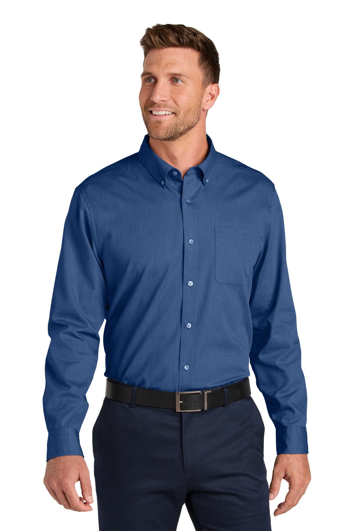 Custom Embroidered - Port Authority© Long Sleeve Nailhead Easy Care Shirt W816