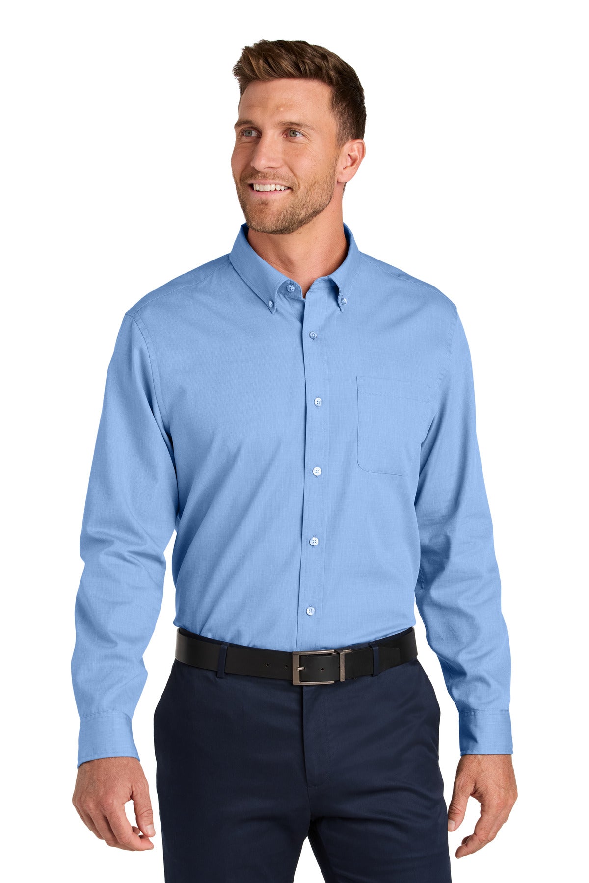 Custom Embroidered - Port Authority© Long Sleeve Nailhead Easy Care Shirt W816