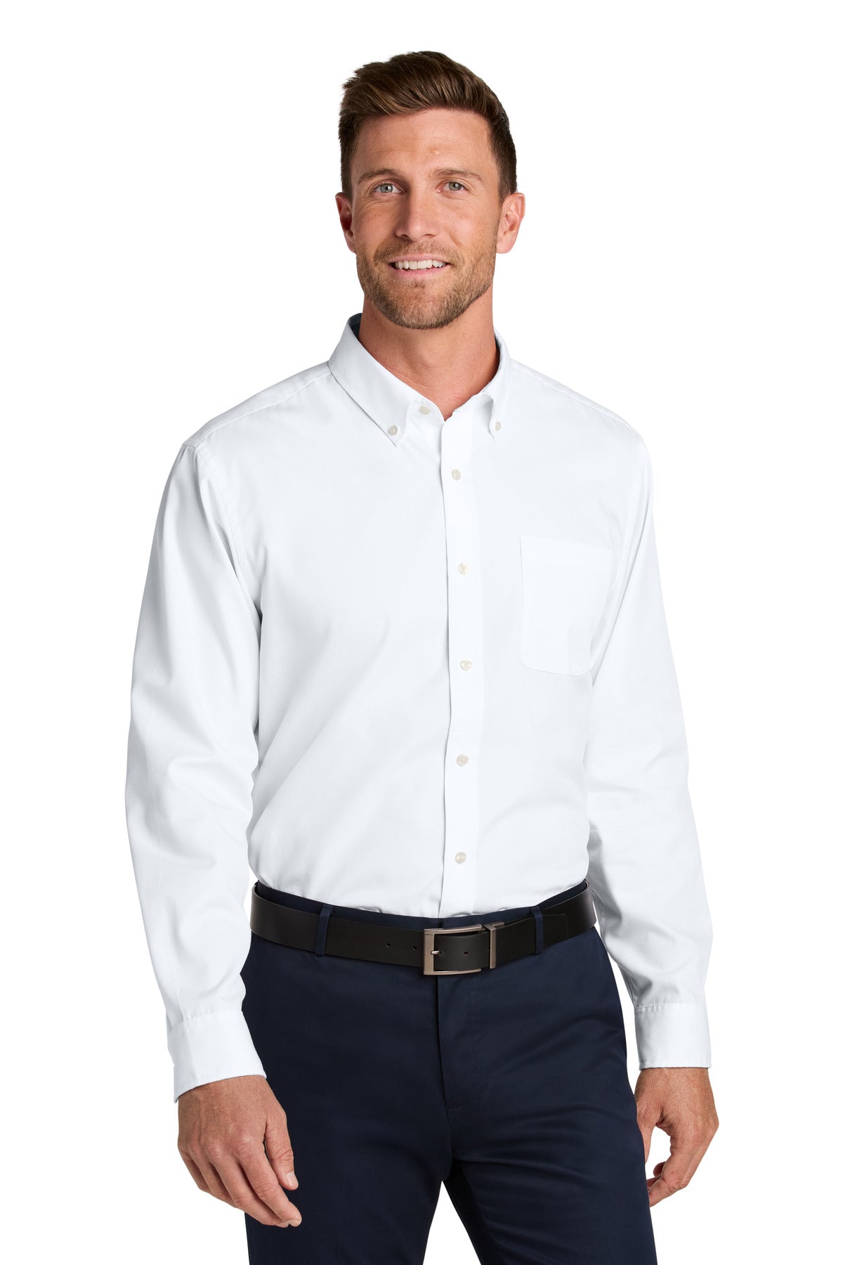 Custom Embroidered - Port Authority© Long Sleeve Nailhead Easy Care Shirt W816