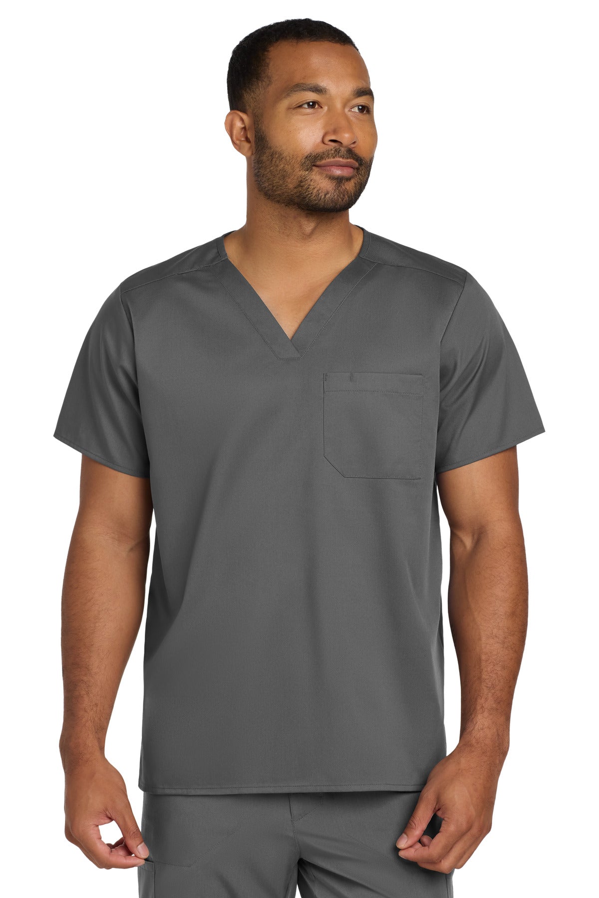 Custom Embroidery or DTF Print - Wink ®  Unisex WorkFlex Chest Pocket V-Neck Top WW3160