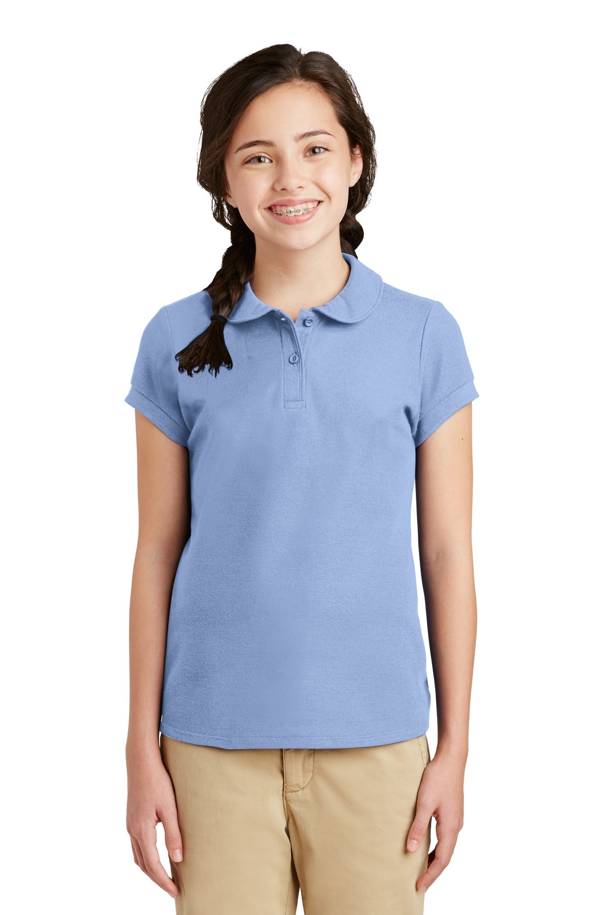 Custom Embroidered - Hillcrest Huskies - Port Authority® Girls Silk Touch™ Peter Pan Collar Polo. YG503