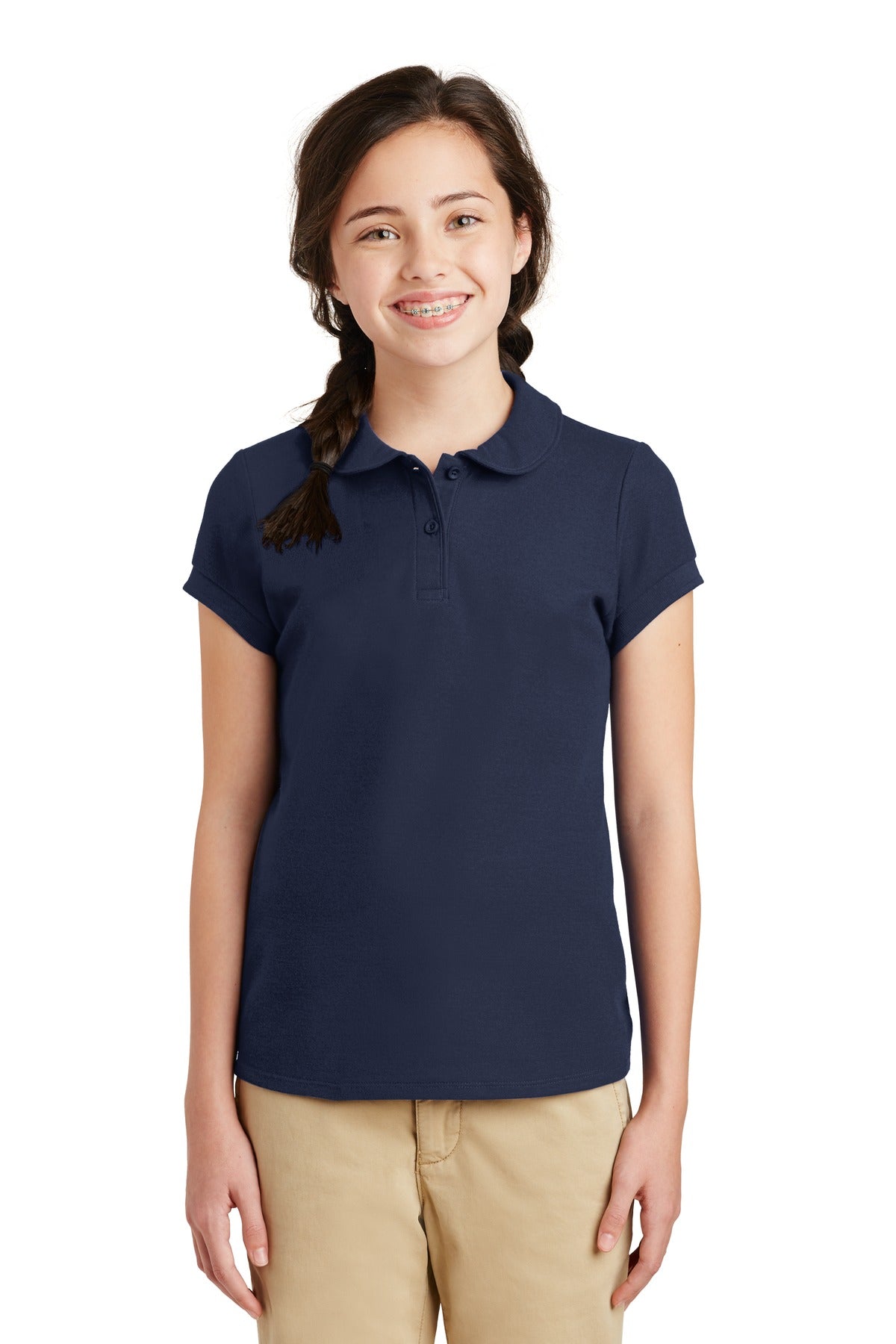 Custom Embroidered - Hillcrest Huskies - Port Authority® Girls Silk Touch™ Peter Pan Collar Polo. YG503