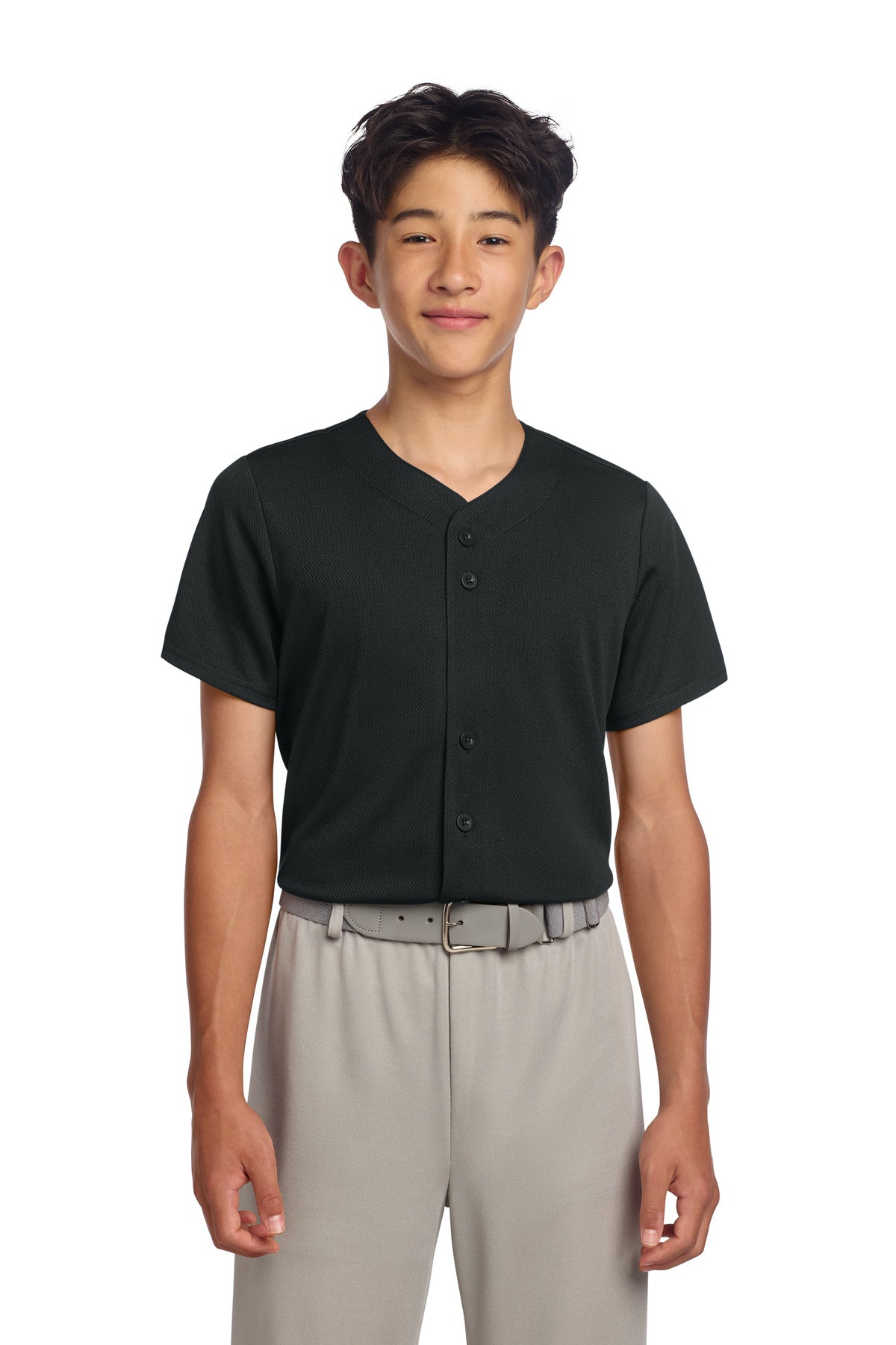 Custom Embroidery or DTF Print - Sport-Tek ®  Youth PosiCharge ®  Tough Mesh Full-Button Jersey YST220