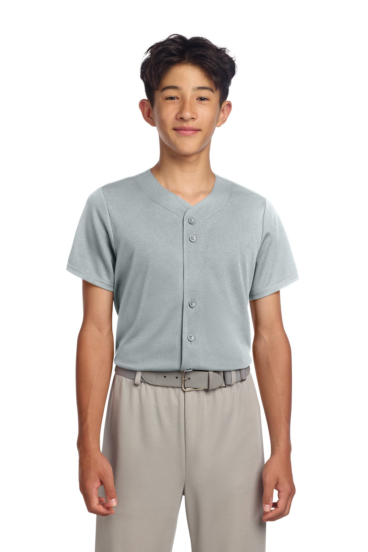 Custom Embroidery or DTF Print - Sport-Tek ®  Youth PosiCharge ®  Tough Mesh Full-Button Jersey YST220